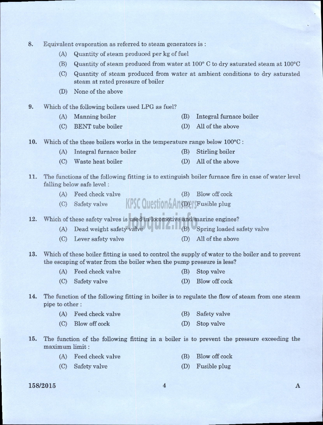 Kerala PSC Question Paper - TECHNICIAN GR II BOILER OPERATOR PART I KCMMF LTD-2