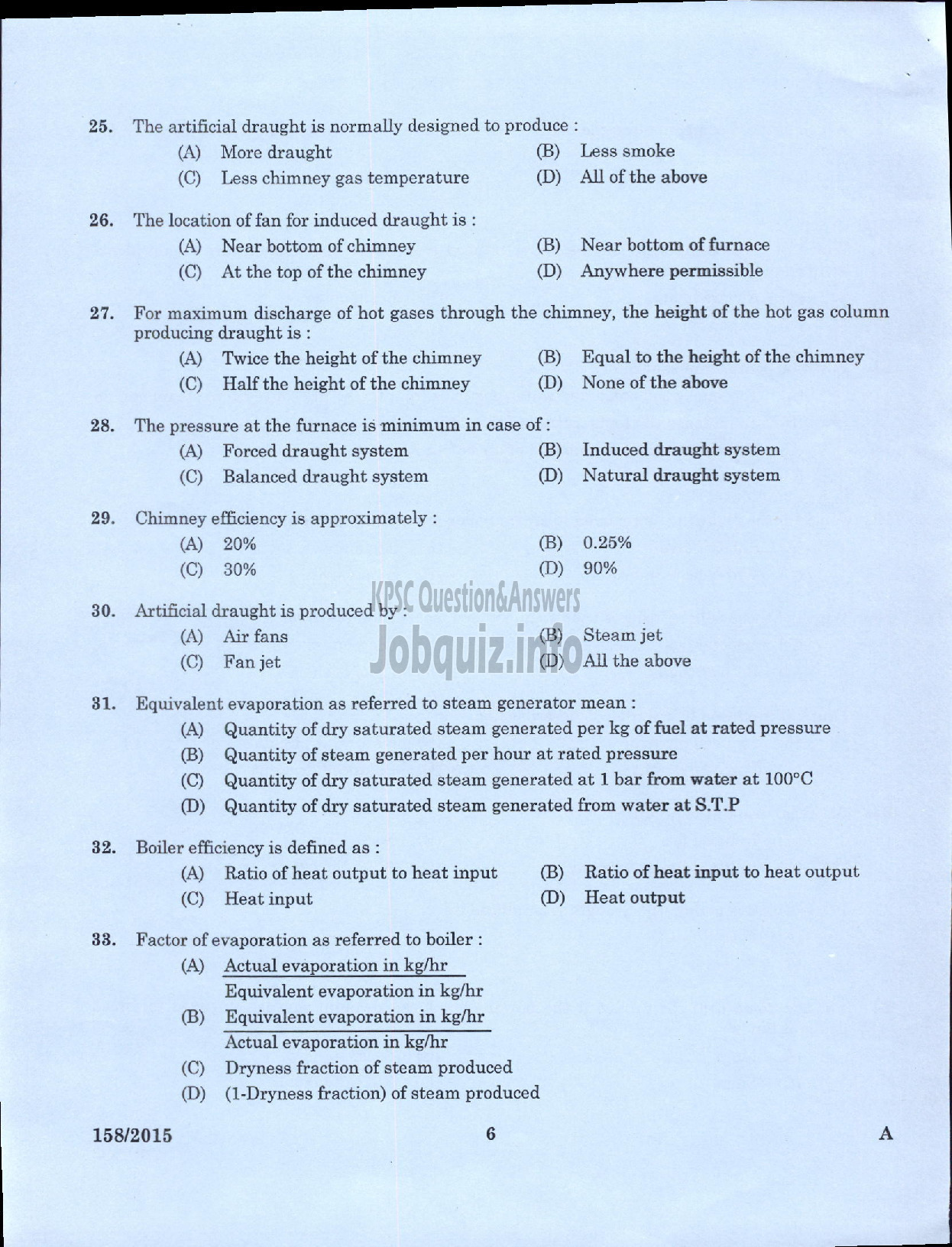 Kerala PSC Question Paper - TECHNICIAN GR II BOILER OPERATOR PART I KCMMF LTD-4