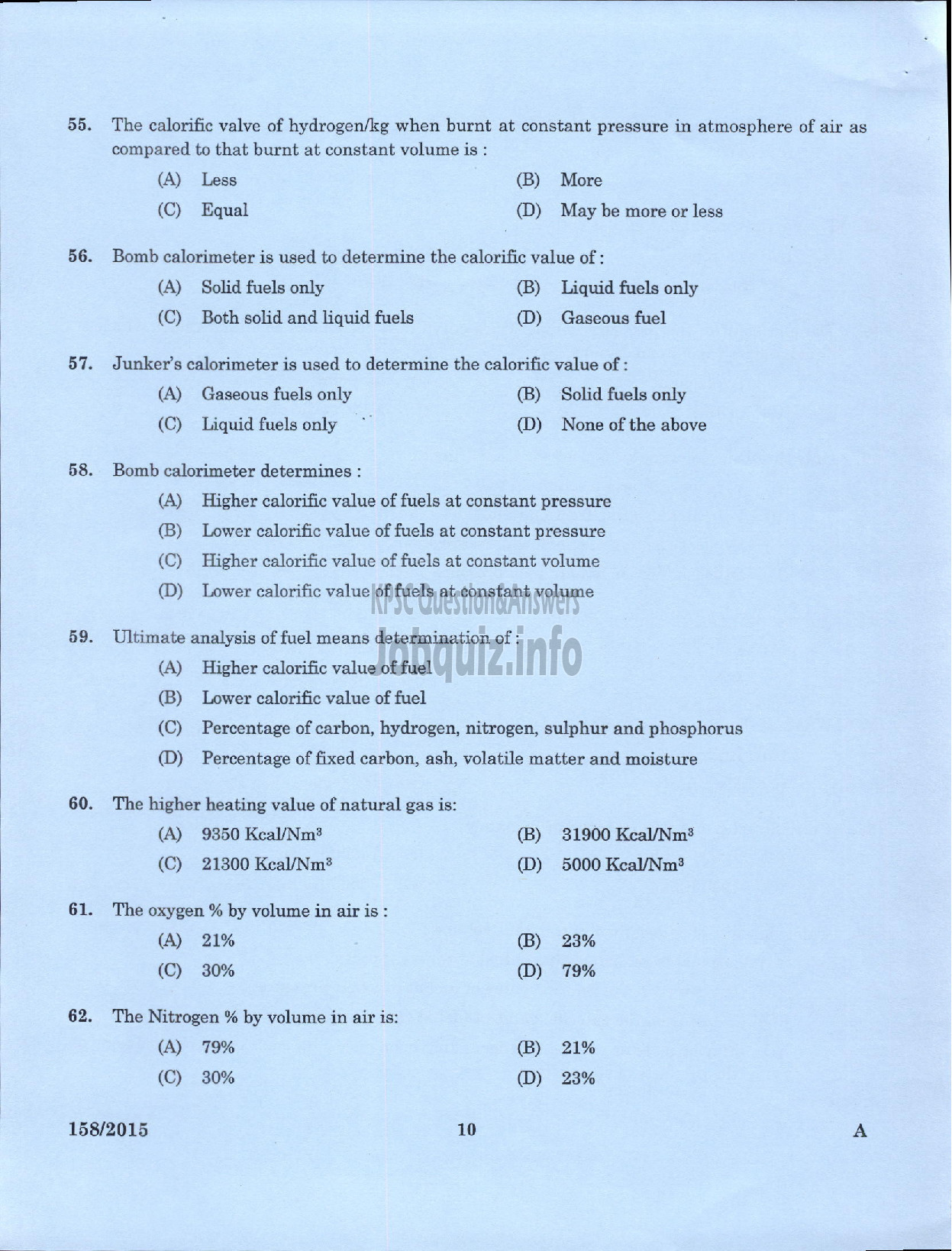 Kerala PSC Question Paper - TECHNICIAN GR II BOILER OPERATOR PART I KCMMF LTD-8