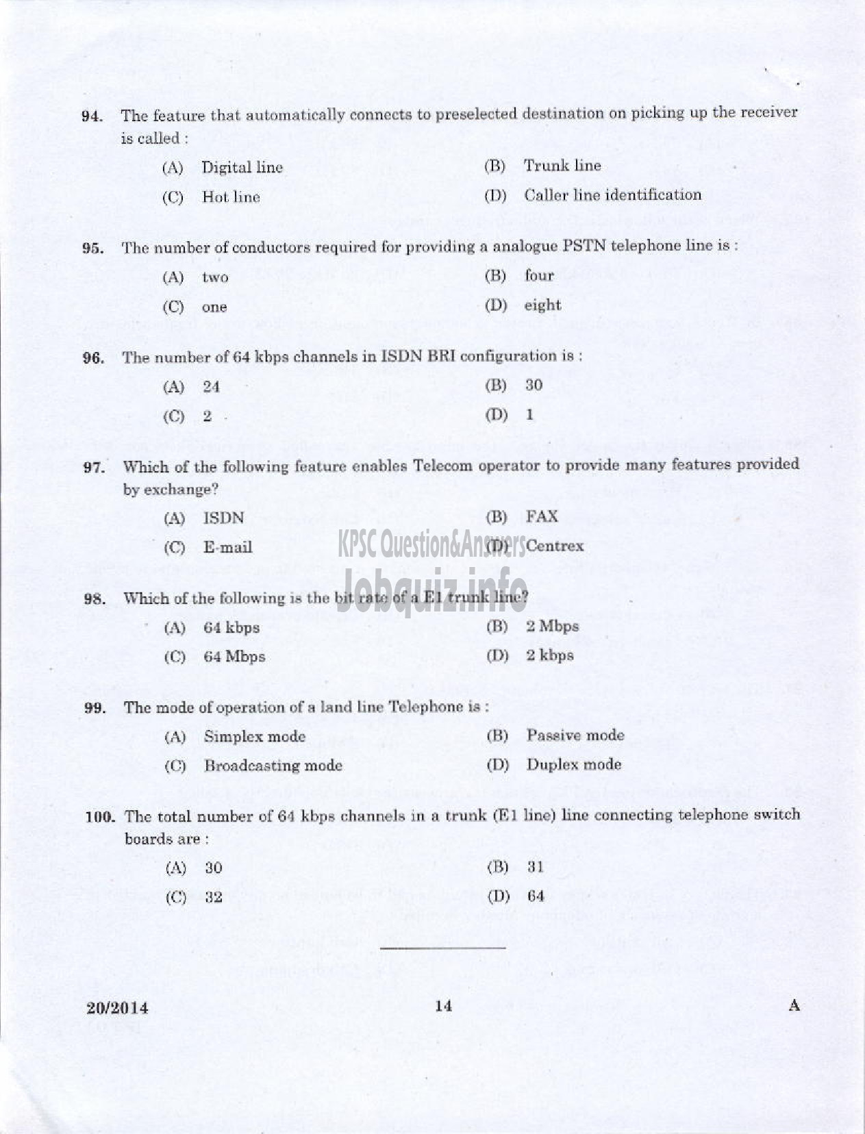 Kerala PSC Question Paper - TELEPHONE OPERATOR CUM RECEPTIONIST GR II KERALA STATE INDUSTRIAL DEVELOPMENT CORPORATION LTD-12