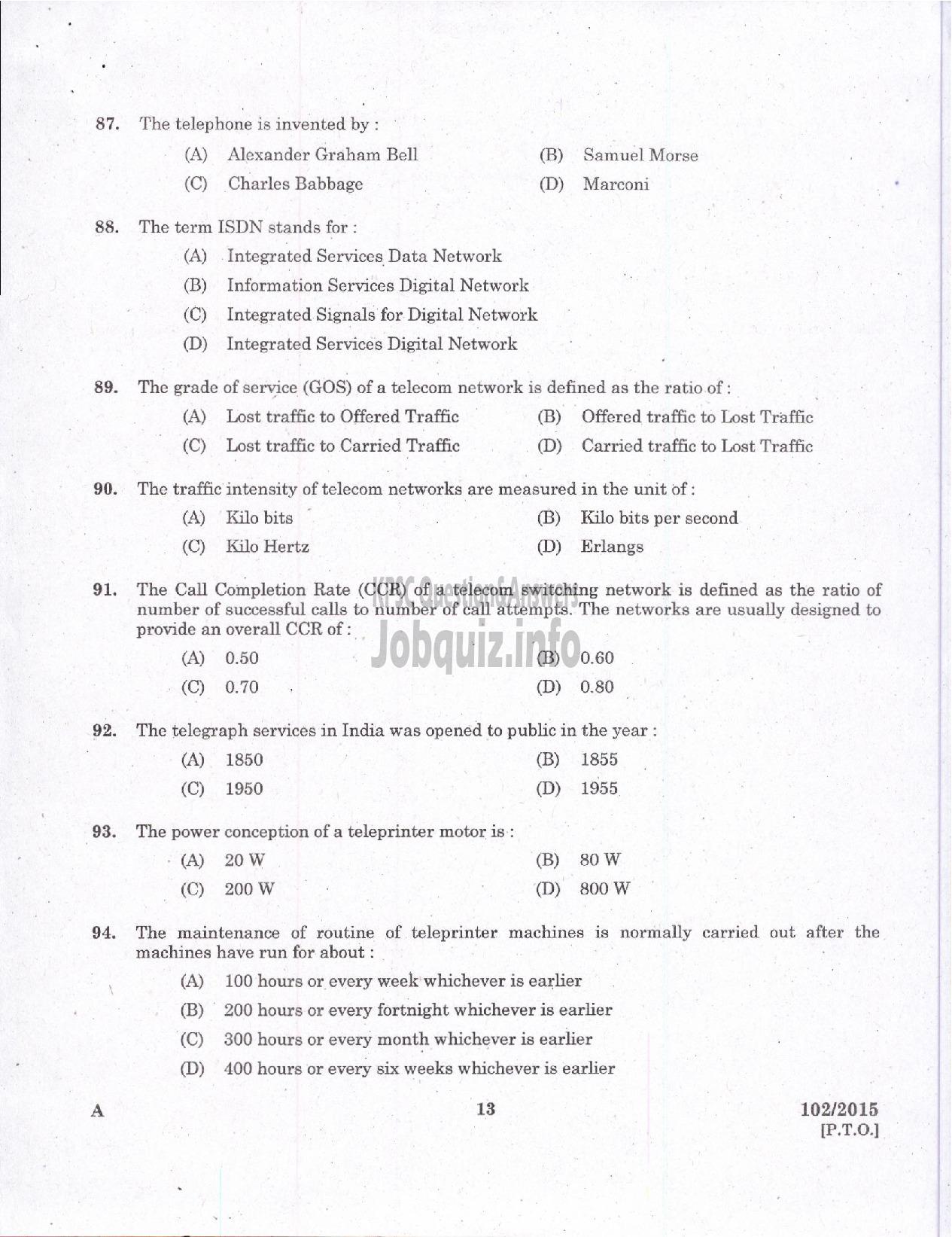 Kerala PSC Question Paper - TELEPHONE OPERATOR DIRECT AND BY TRANSFER DISTRICT CO OPERATIVE BANK-11