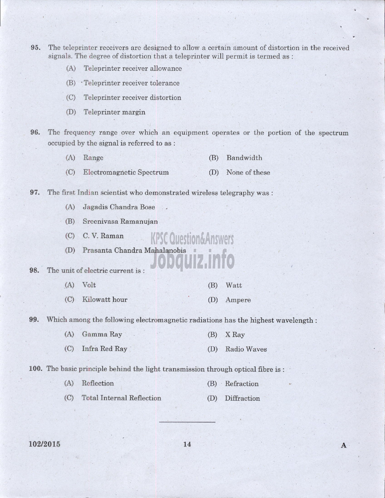 Kerala PSC Question Paper - TELEPHONE OPERATOR DIRECT AND BY TRANSFER DISTRICT CO OPERATIVE BANK-12