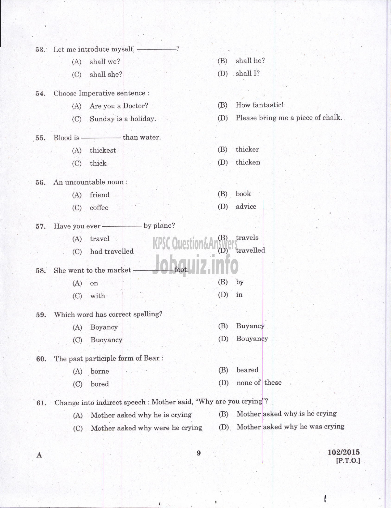 Kerala PSC Question Paper - TELEPHONE OPERATOR DIRECT AND BY TRANSFER DISTRICT CO OPERATIVE BANK-7