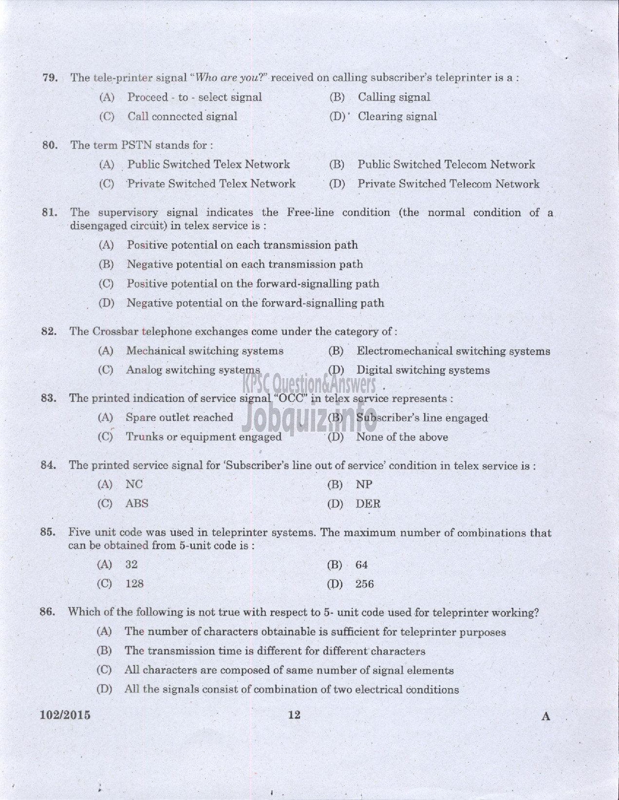 Kerala PSC Question Paper - TELEPHONE OPERATOR DIRECT AND BY TRANSFER DISTRICT CO OPERATIVE BANK-10