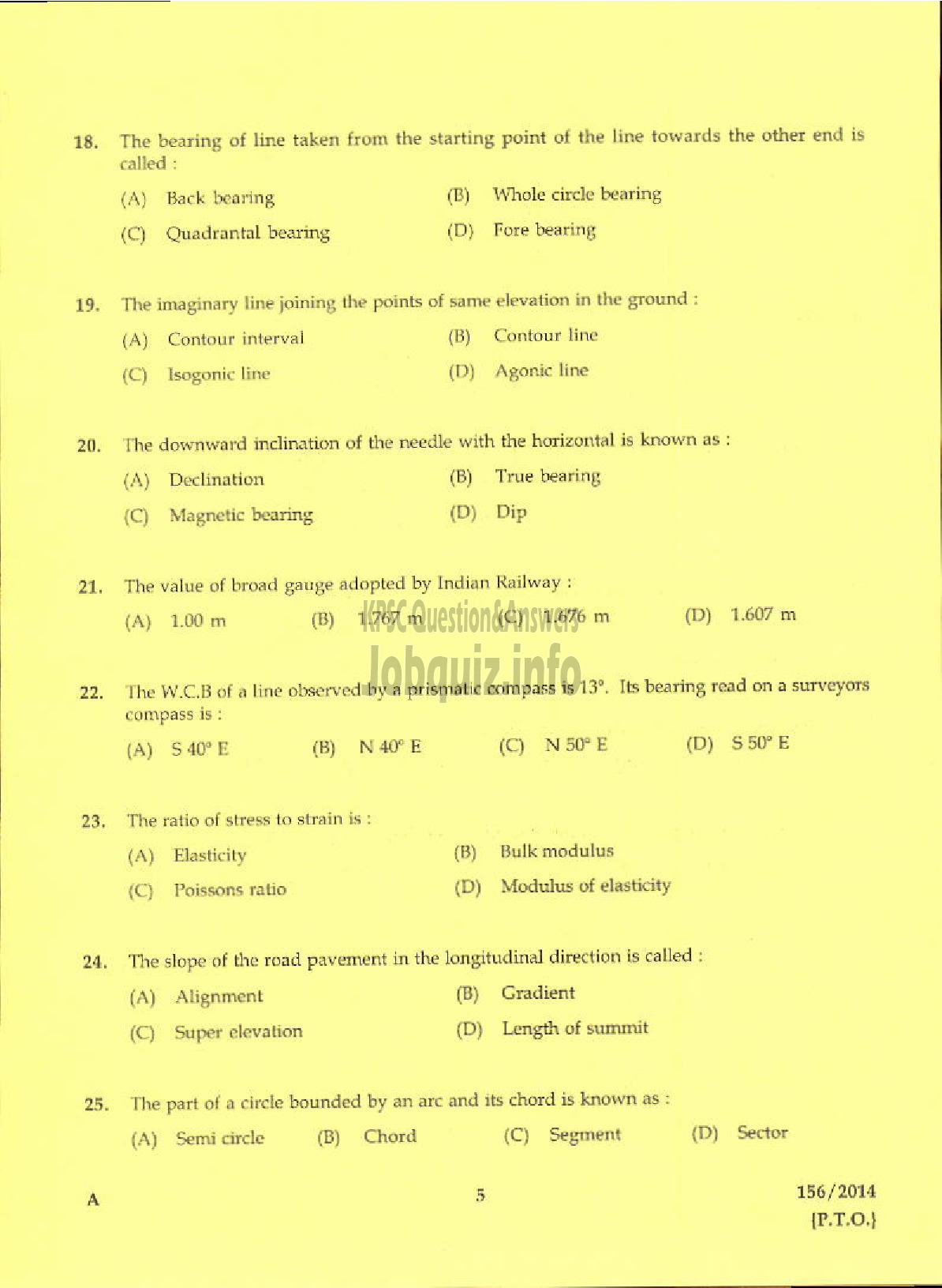 Kerala PSC Question Paper - TRACER SURVEY AND LAND RECORDS-3