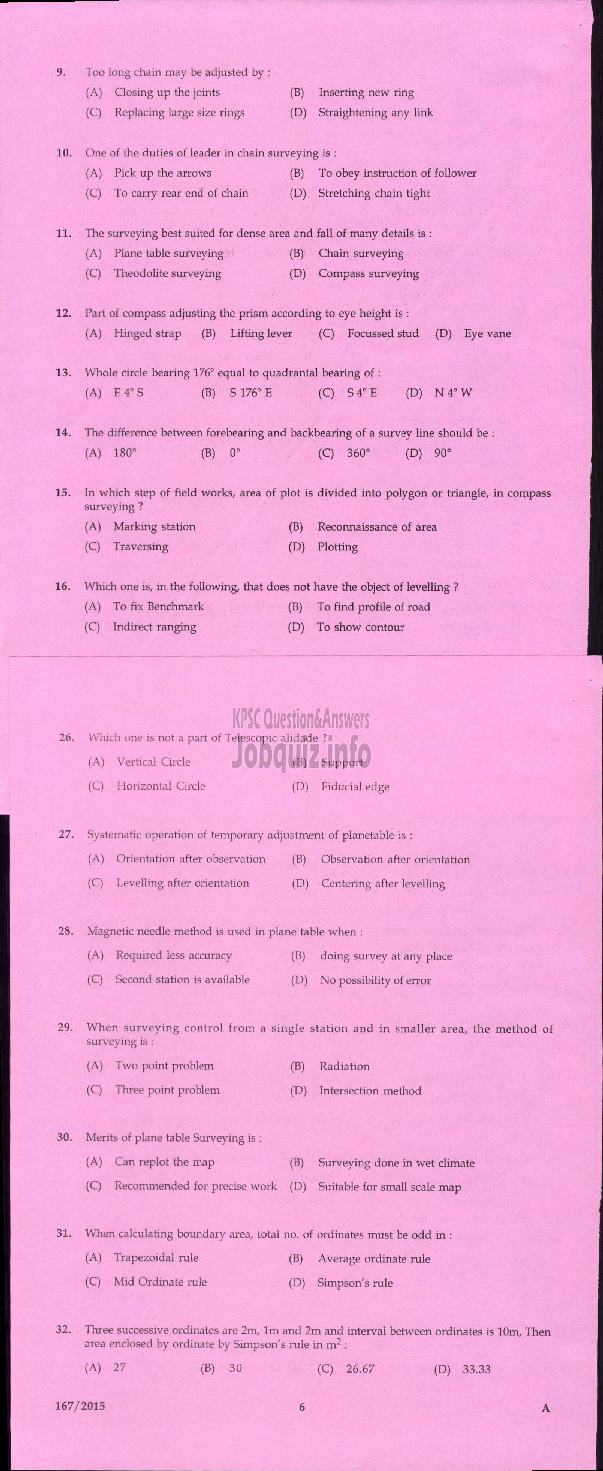 Kerala PSC Question Paper - TRACER TOWN AND COUNTRY PLANNING-2