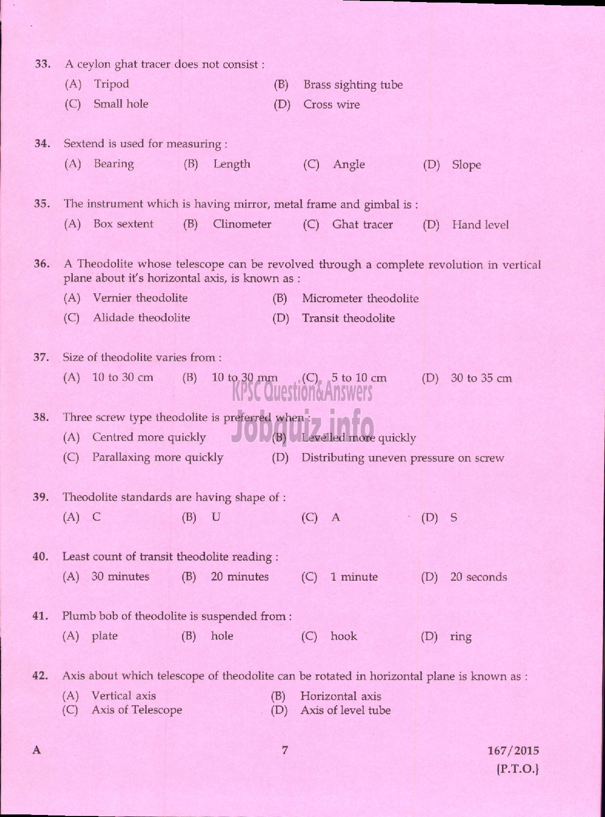 Kerala PSC Question Paper - TRACER TOWN AND COUNTRY PLANNING-3