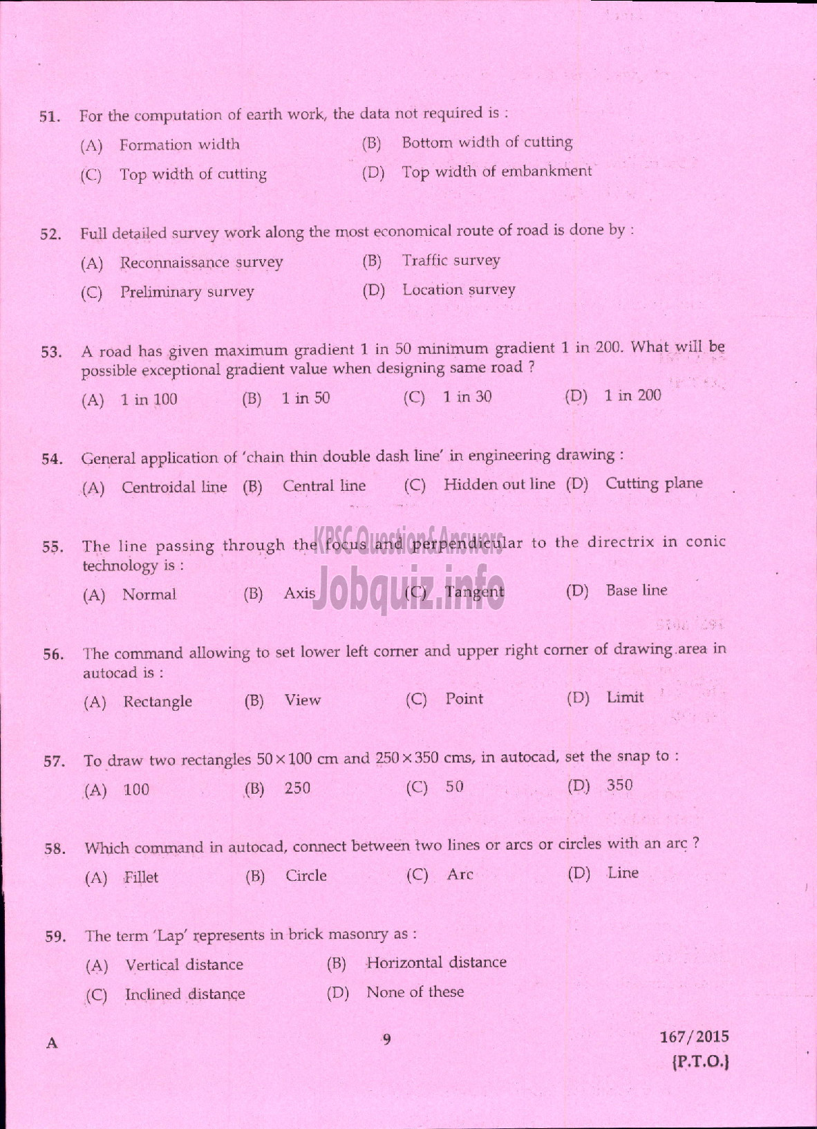 Kerala PSC Question Paper - TRACER TOWN AND COUNTRY PLANNING-5