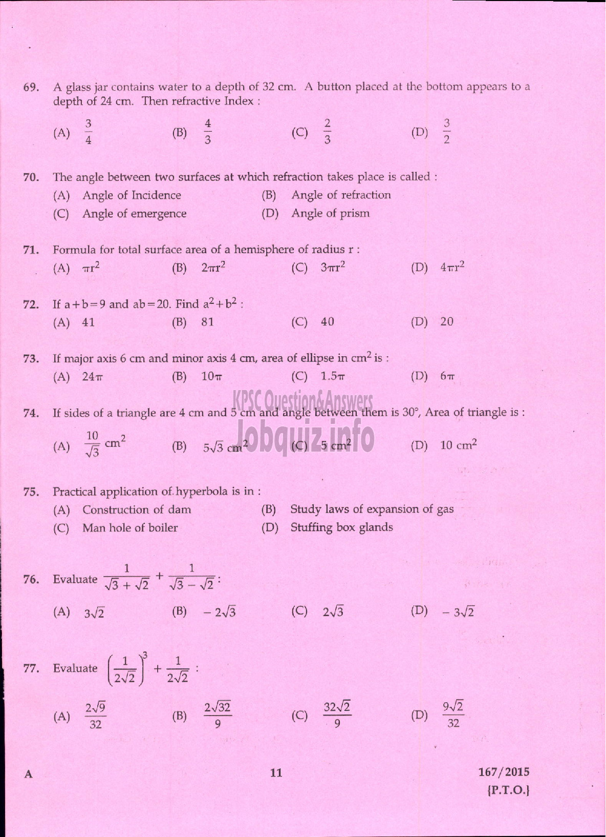 Kerala PSC Question Paper - TRACER TOWN AND COUNTRY PLANNING-7