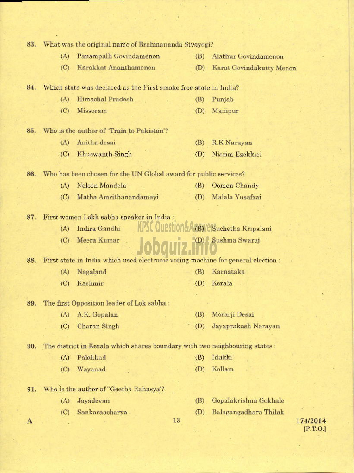 Kerala PSC Question Paper - TRADESMAN CARPENTRY TECHNICAL EDUCATION TVPM PTA ALP IDK EKM WYD AND KGD DIST-11