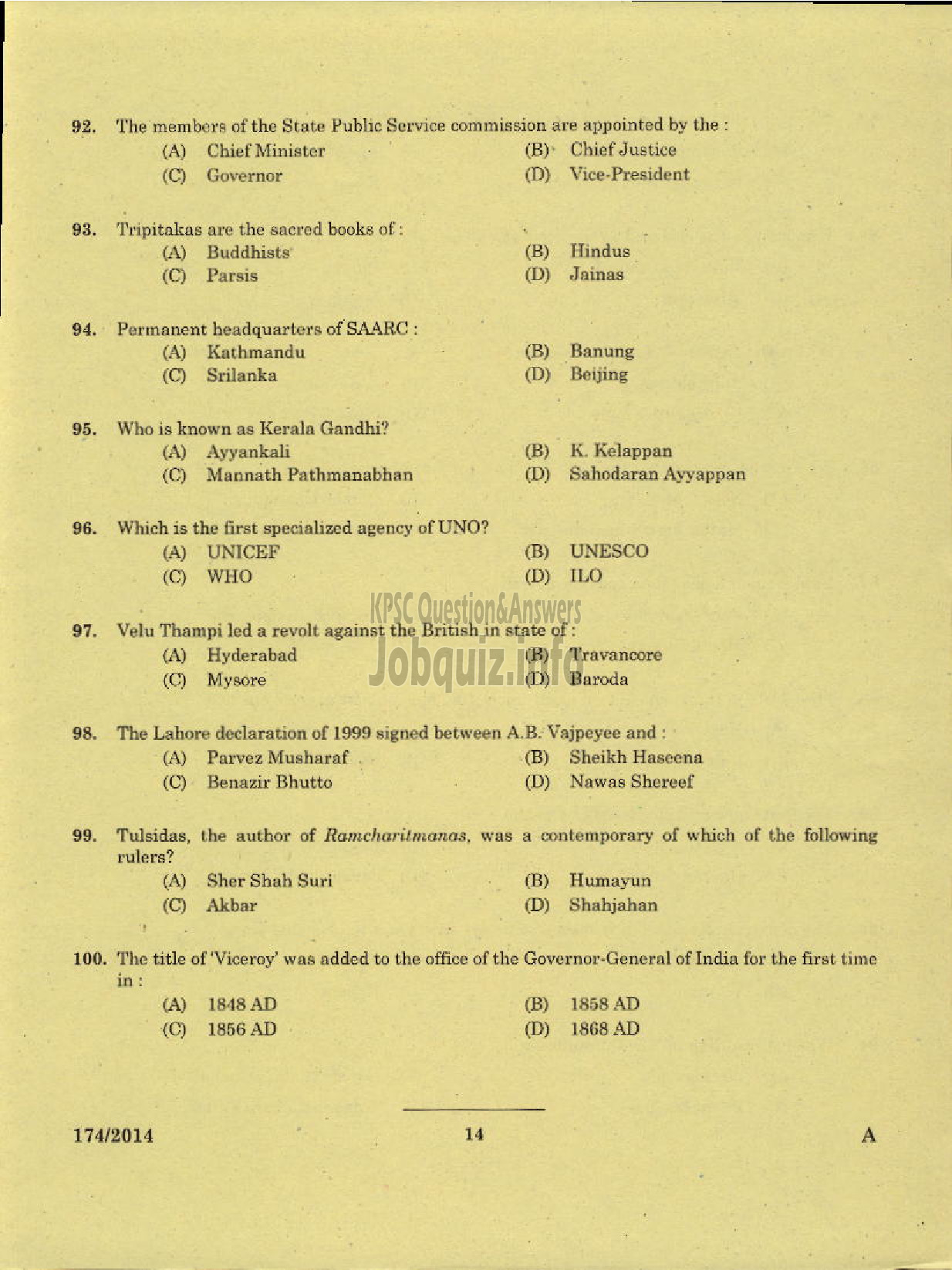Kerala PSC Question Paper - TRADESMAN CARPENTRY TECHNICAL EDUCATION TVPM PTA ALP IDK EKM WYD AND KGD DIST-12