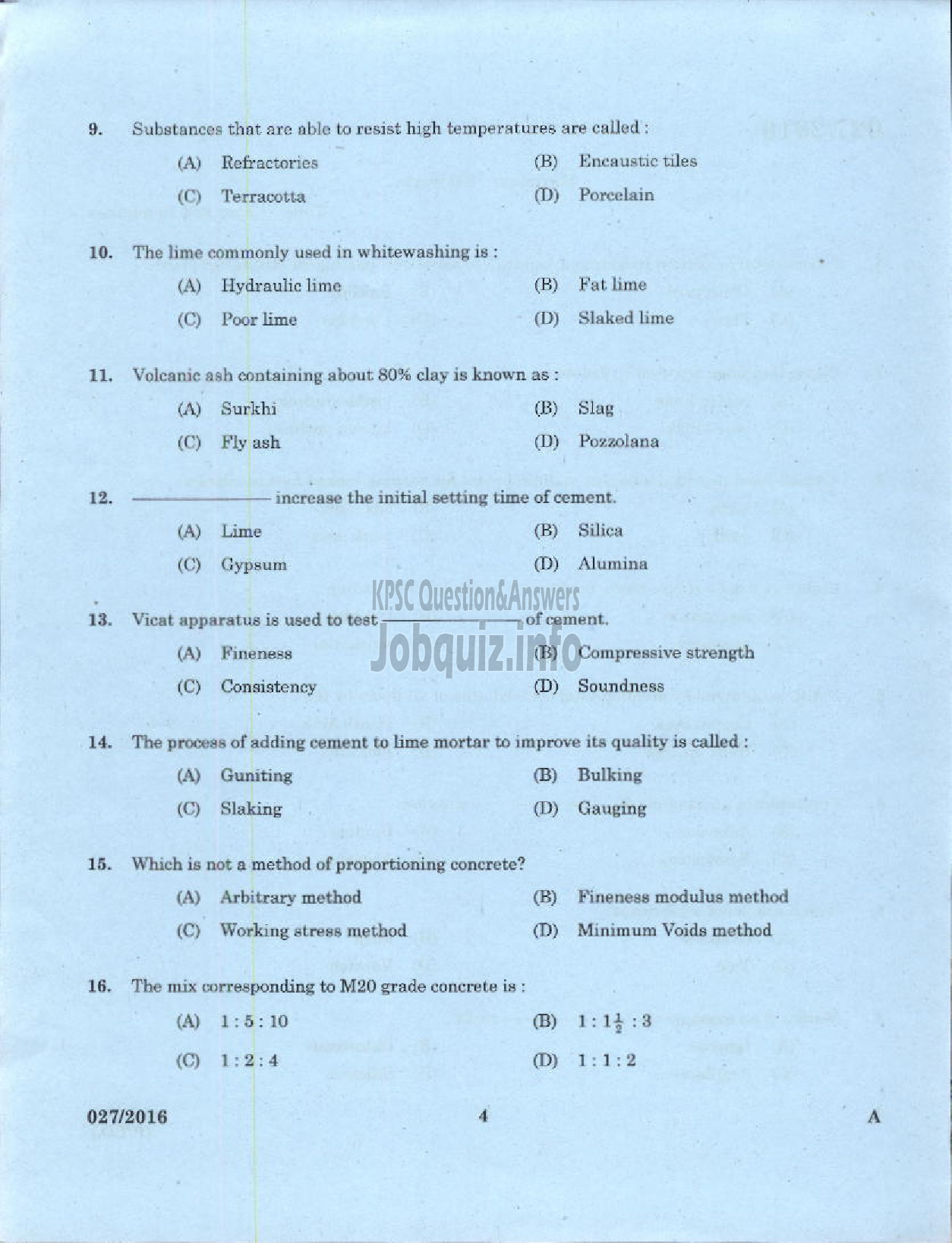 Kerala PSC Question Paper - TRADESMAN CIVIL TECHNICAL EDUCATION-2