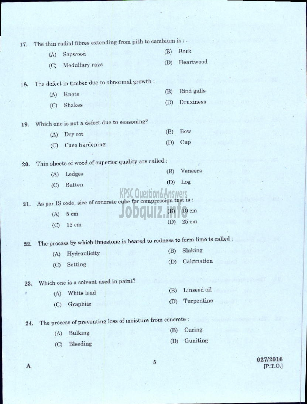Kerala PSC Question Paper - TRADESMAN CIVIL TECHNICAL EDUCATION-3