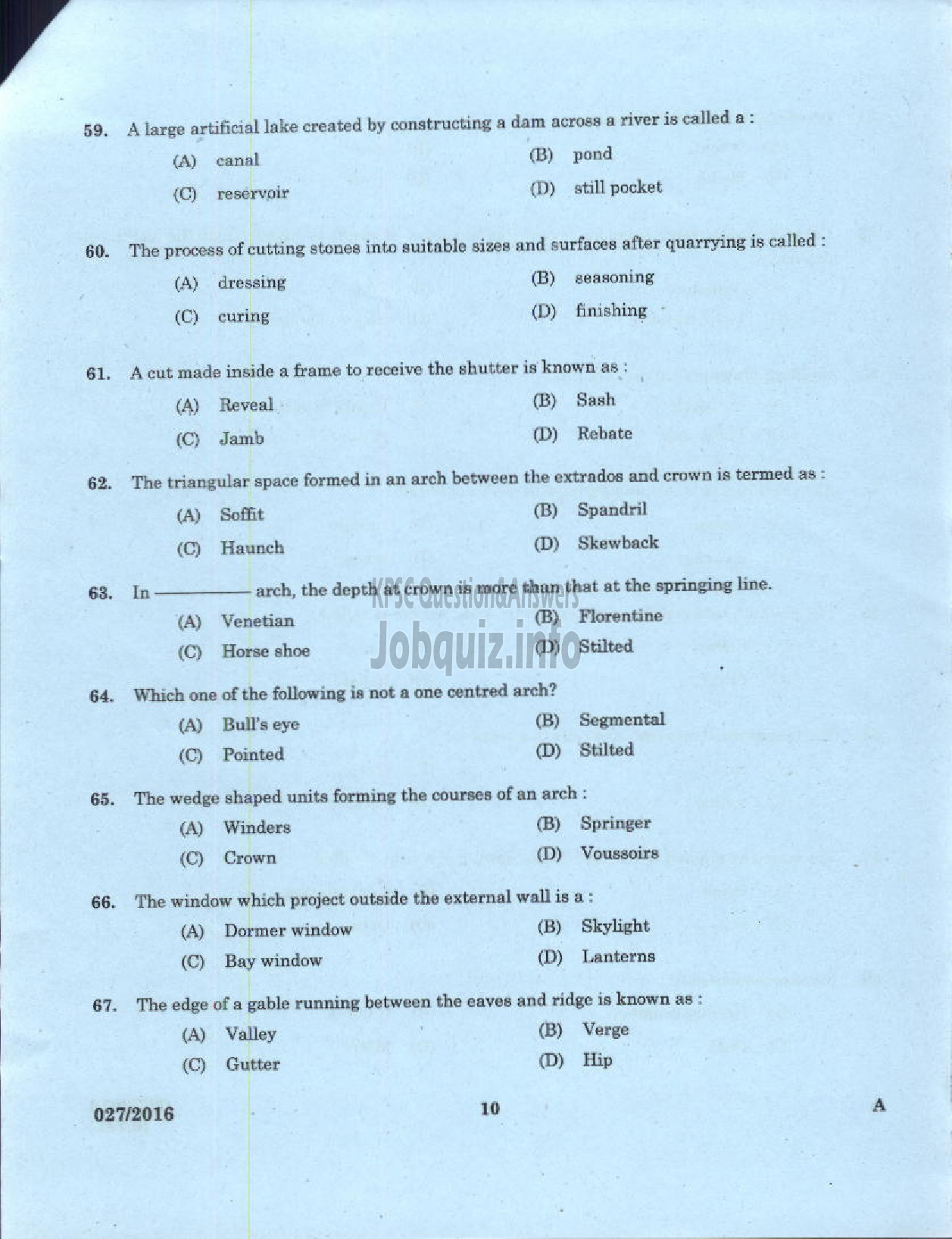 Kerala PSC Question Paper - TRADESMAN CIVIL TECHNICAL EDUCATION-8