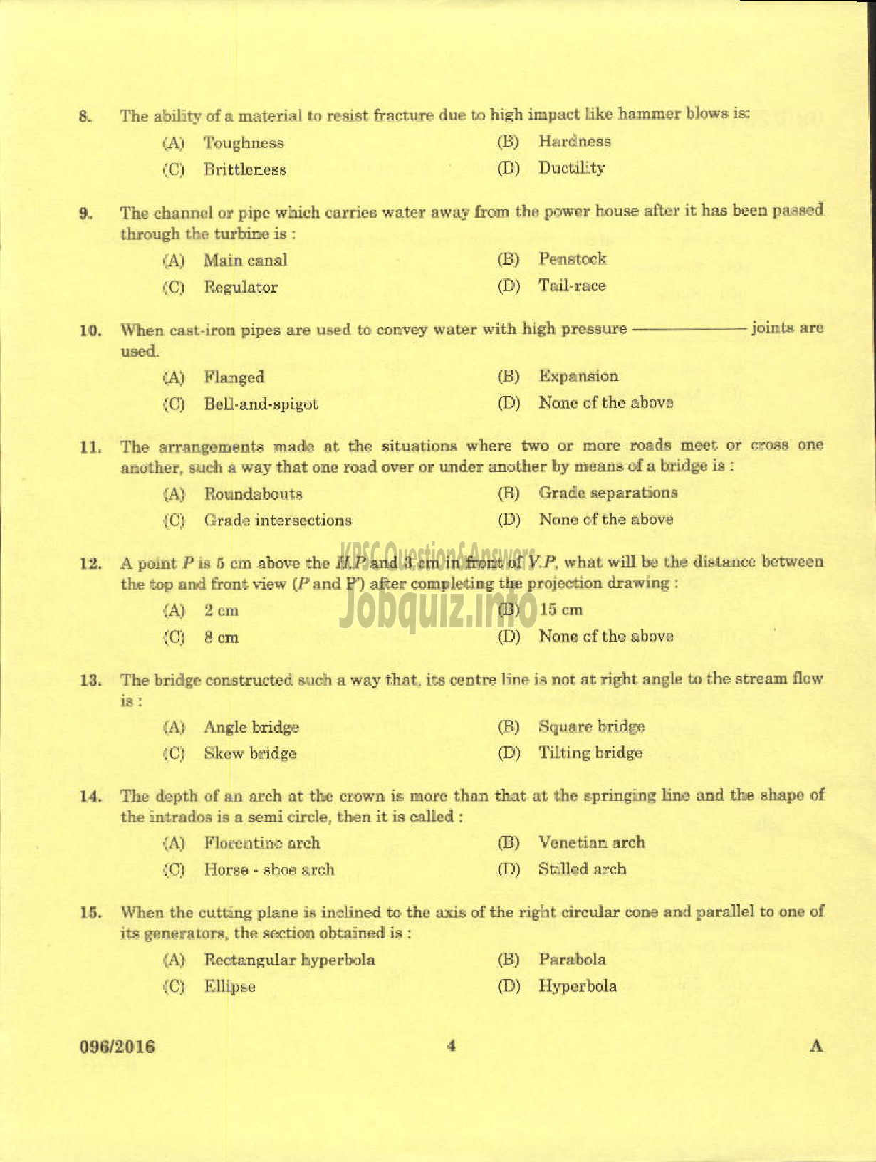 Kerala PSC Question Paper - TRADESMAN CIVIL TECHNICAL EDUCATION-2