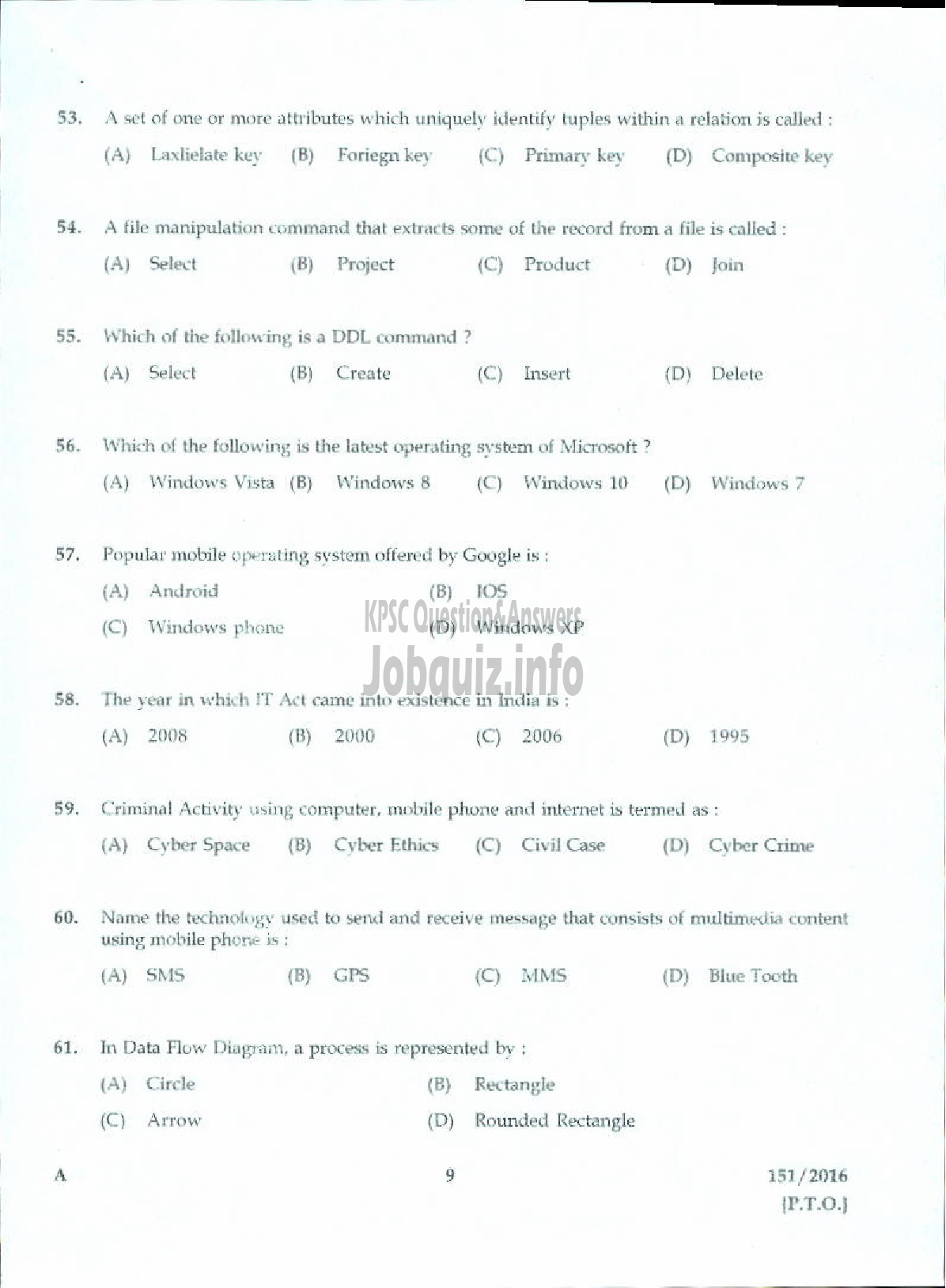 Kerala PSC Question Paper - TRADESMAN COMPUTER ENGINEERING TECHNICAL EDUCATION-7