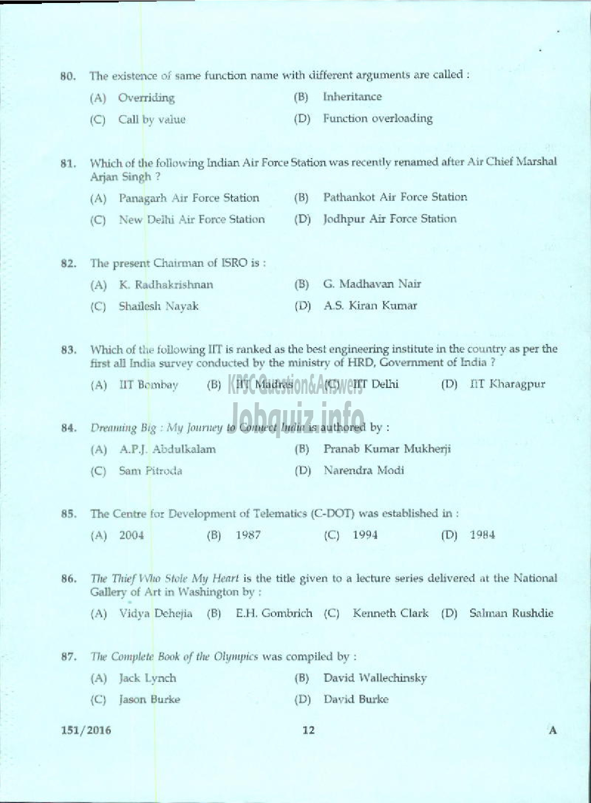 Kerala PSC Question Paper - TRADESMAN COMPUTER ENGINEERING TECHNICAL EDUCATION-10