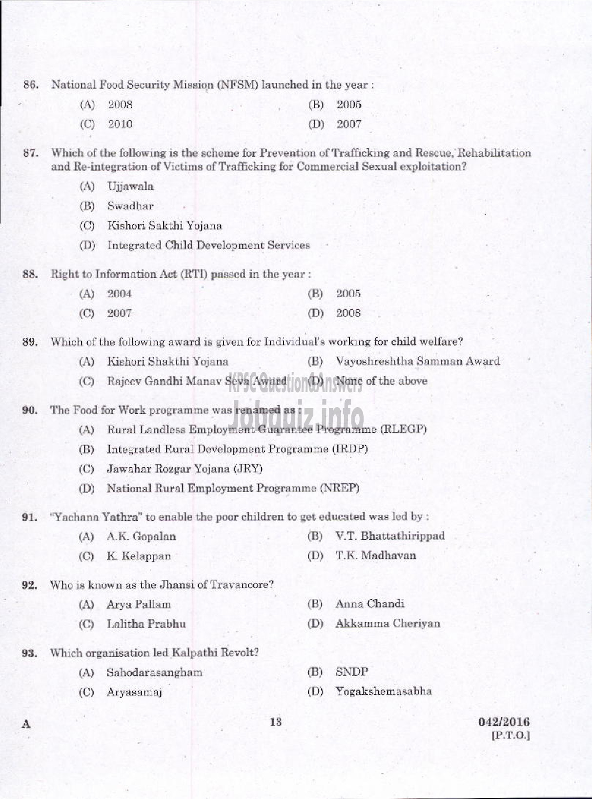 Kerala PSC Question Paper - TRADESMAN COMPUTER TECHNICAL EDUCATION-11