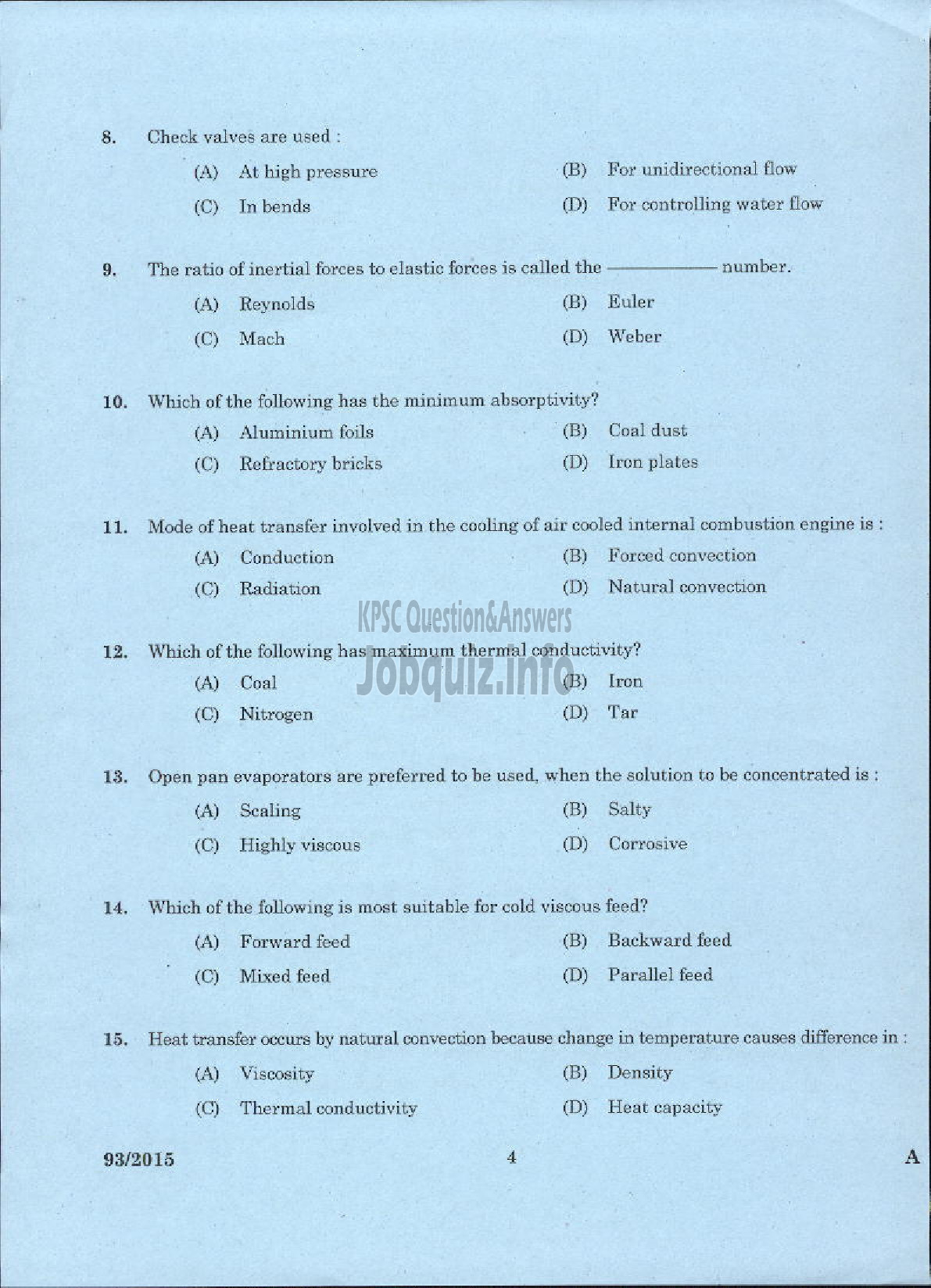 Kerala PSC Question Paper - TRADESMAN ELECTROPLATING TECHNICAL EDUCATION-2