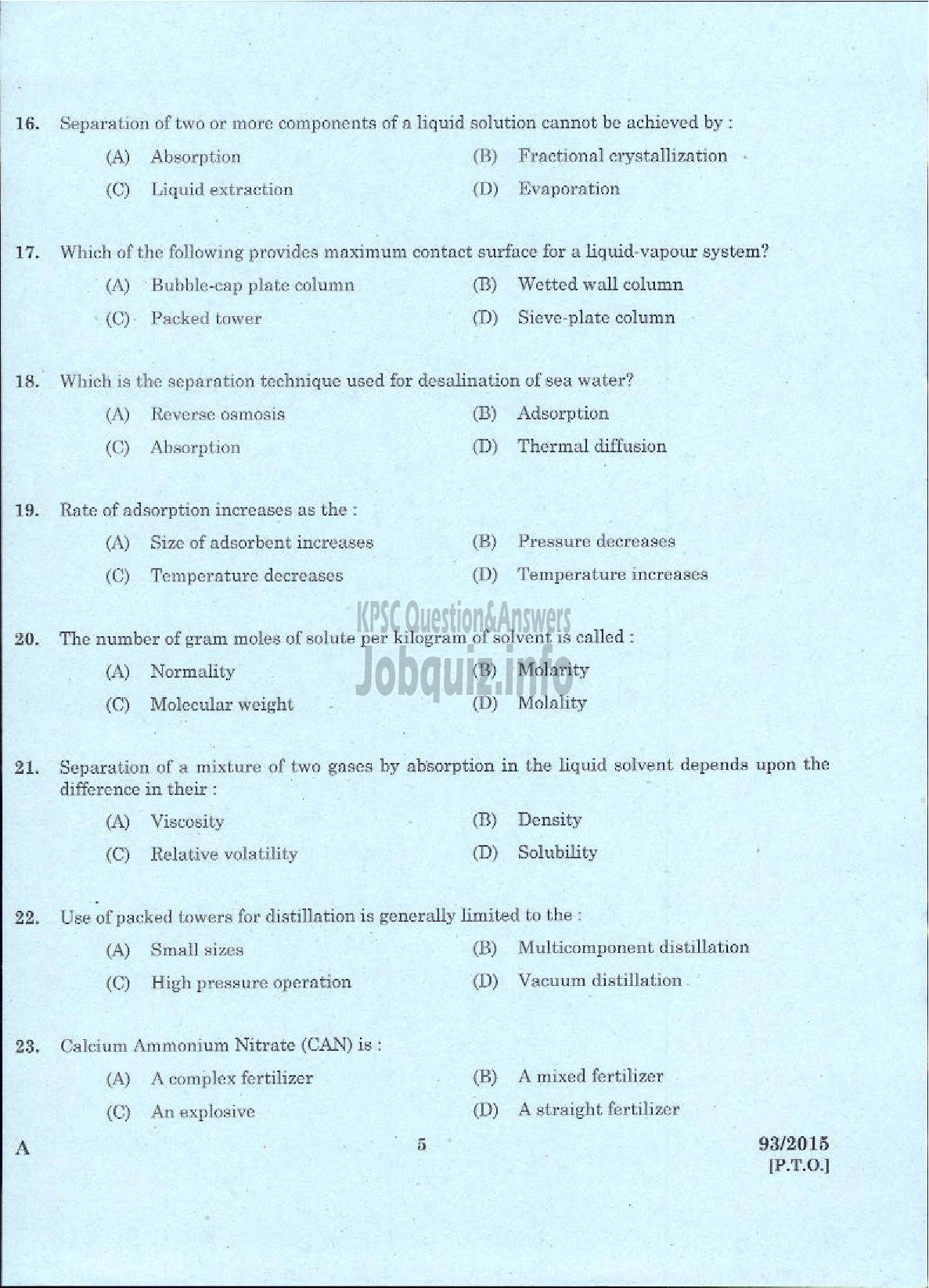 Kerala PSC Question Paper - TRADESMAN ELECTROPLATING TECHNICAL EDUCATION-3