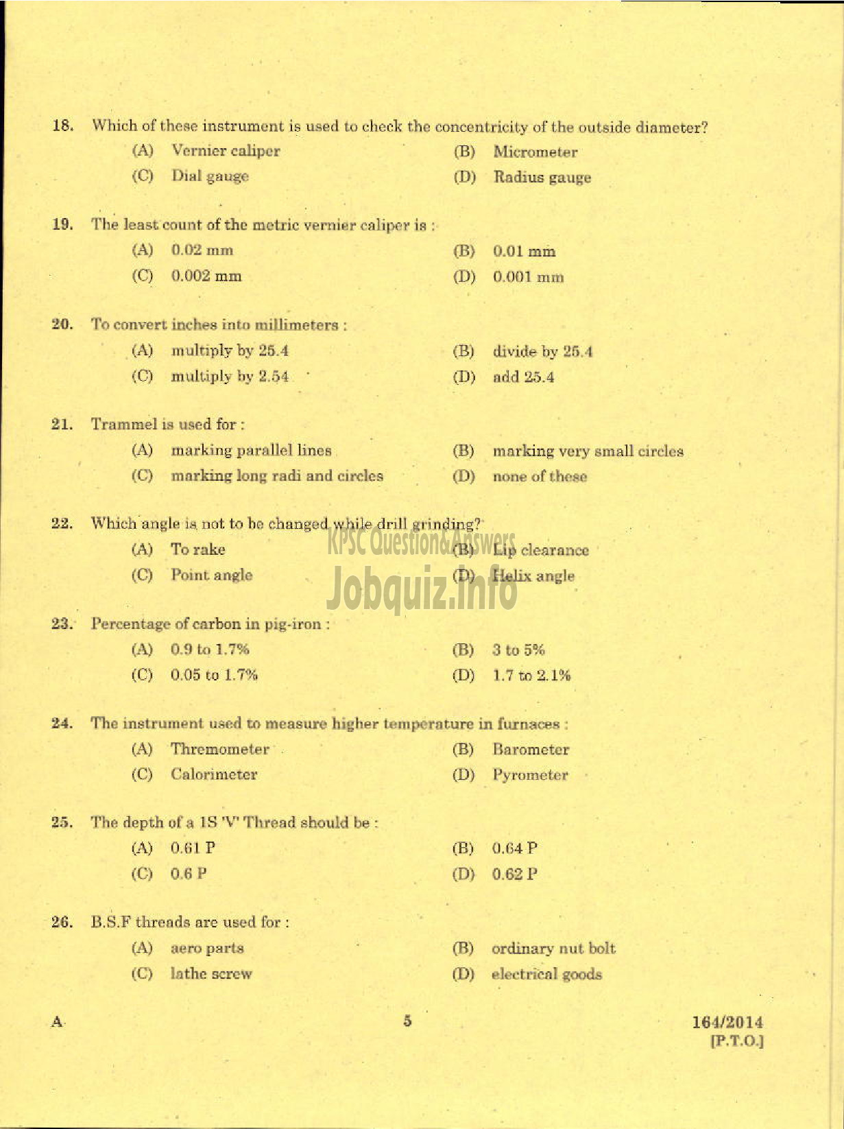 Kerala PSC Question Paper - TRADESMAN FITTING TECHNICAL EDUCATION-3