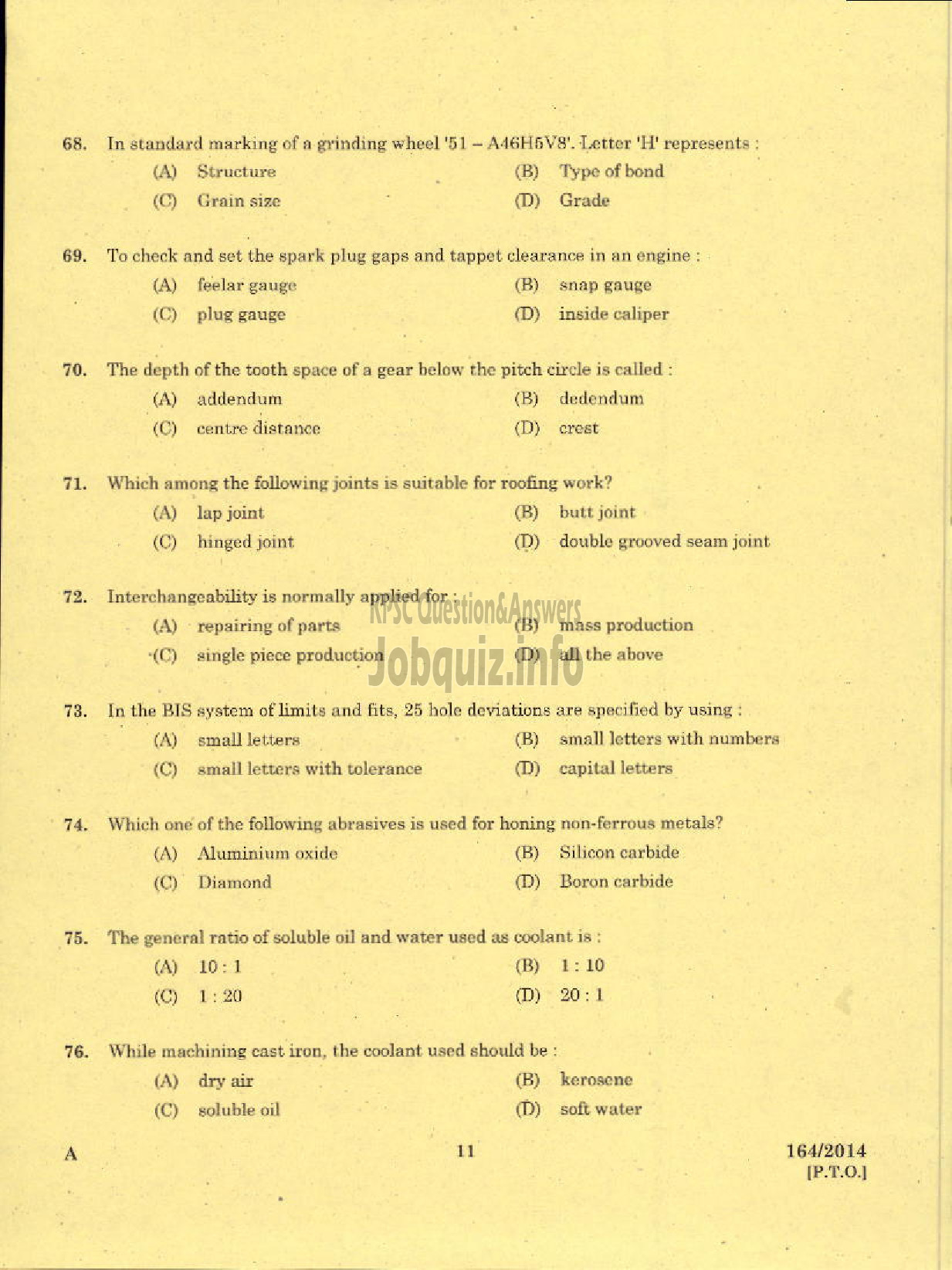 Kerala PSC Question Paper - TRADESMAN FITTING TECHNICAL EDUCATION-9
