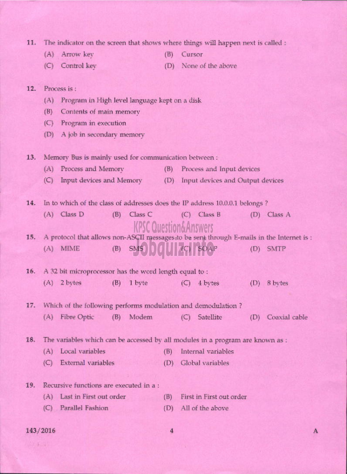 Kerala PSC Question Paper - TRADESMAN INFORMATION TECHNOLOGY TECHNICAL EDUCATION-2