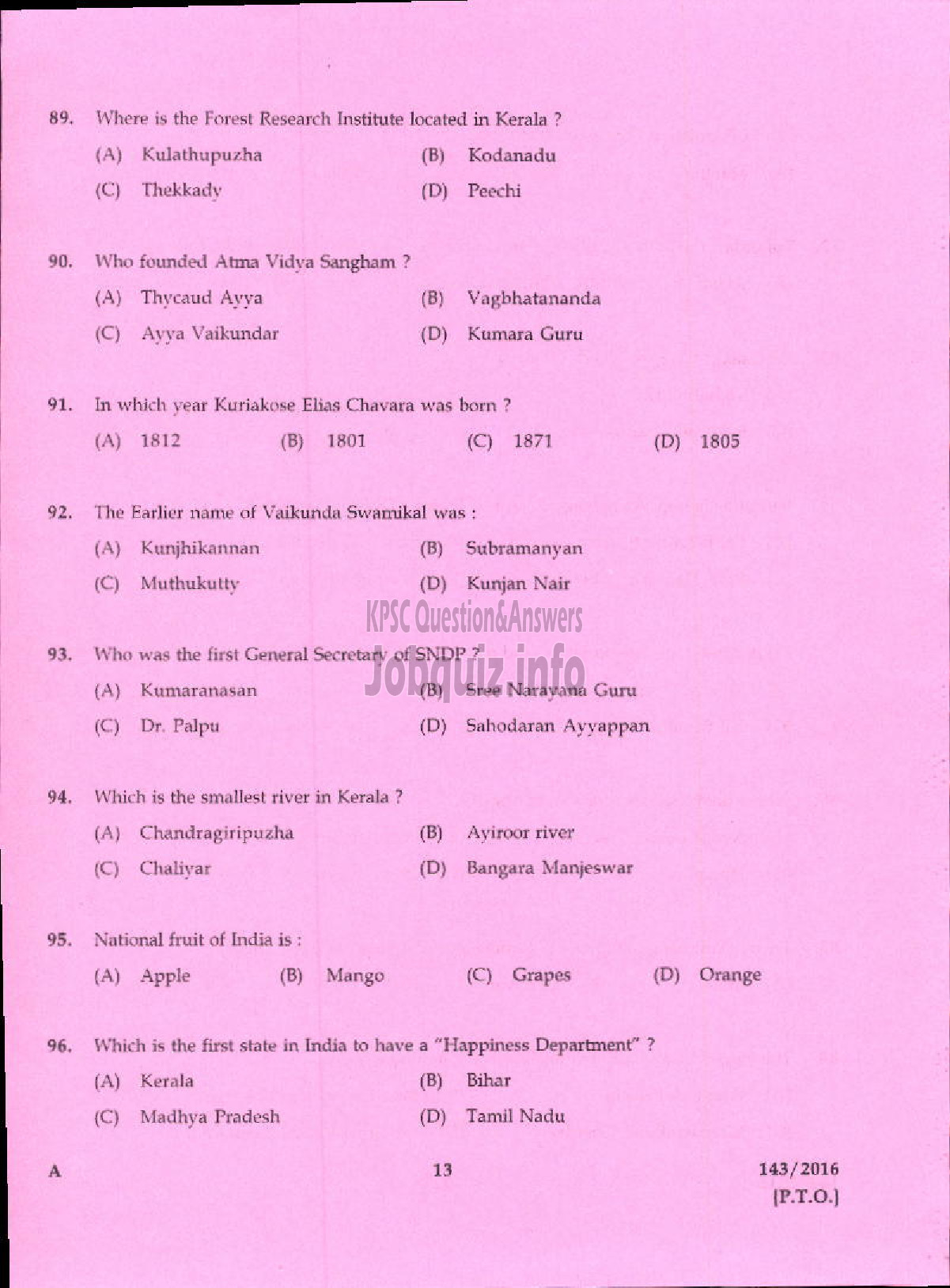 Kerala PSC Question Paper - TRADESMAN INFORMATION TECHNOLOGY TECHNICAL EDUCATION-11