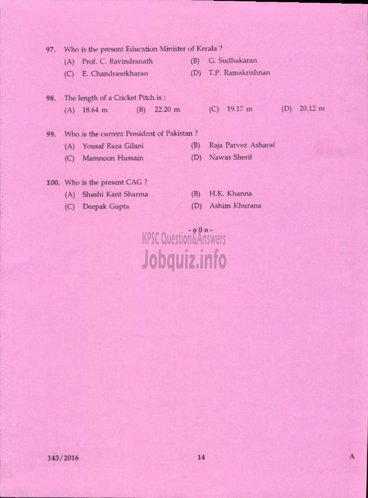 Kerala PSC Question Paper - TRADESMAN INFORMATION TECHNOLOGY TECHNICAL EDUCATION-12