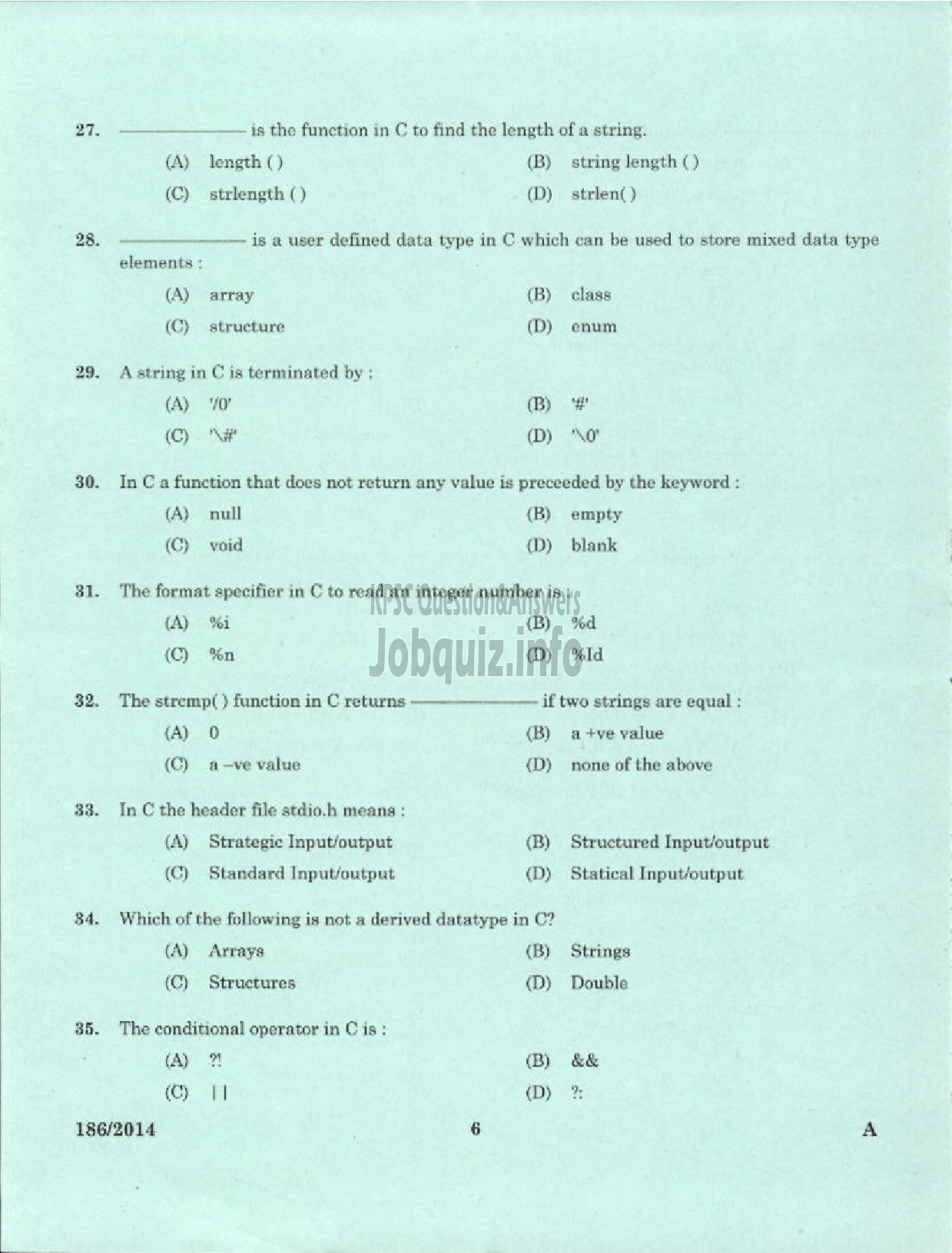 Kerala PSC Question Paper - TRADESMAN INFORMATION TECHNOLOGY TECHNICAL EDUCATION PALAKKAD-4