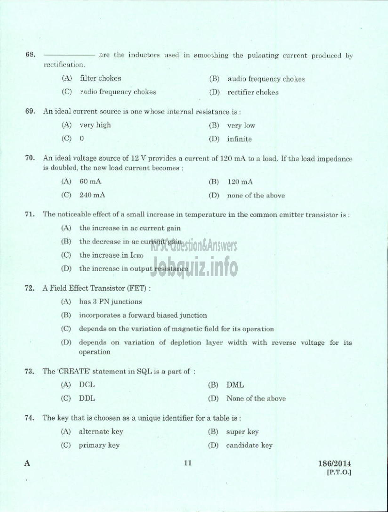 Kerala PSC Question Paper - TRADESMAN INFORMATION TECHNOLOGY TECHNICAL EDUCATION PALAKKAD-9