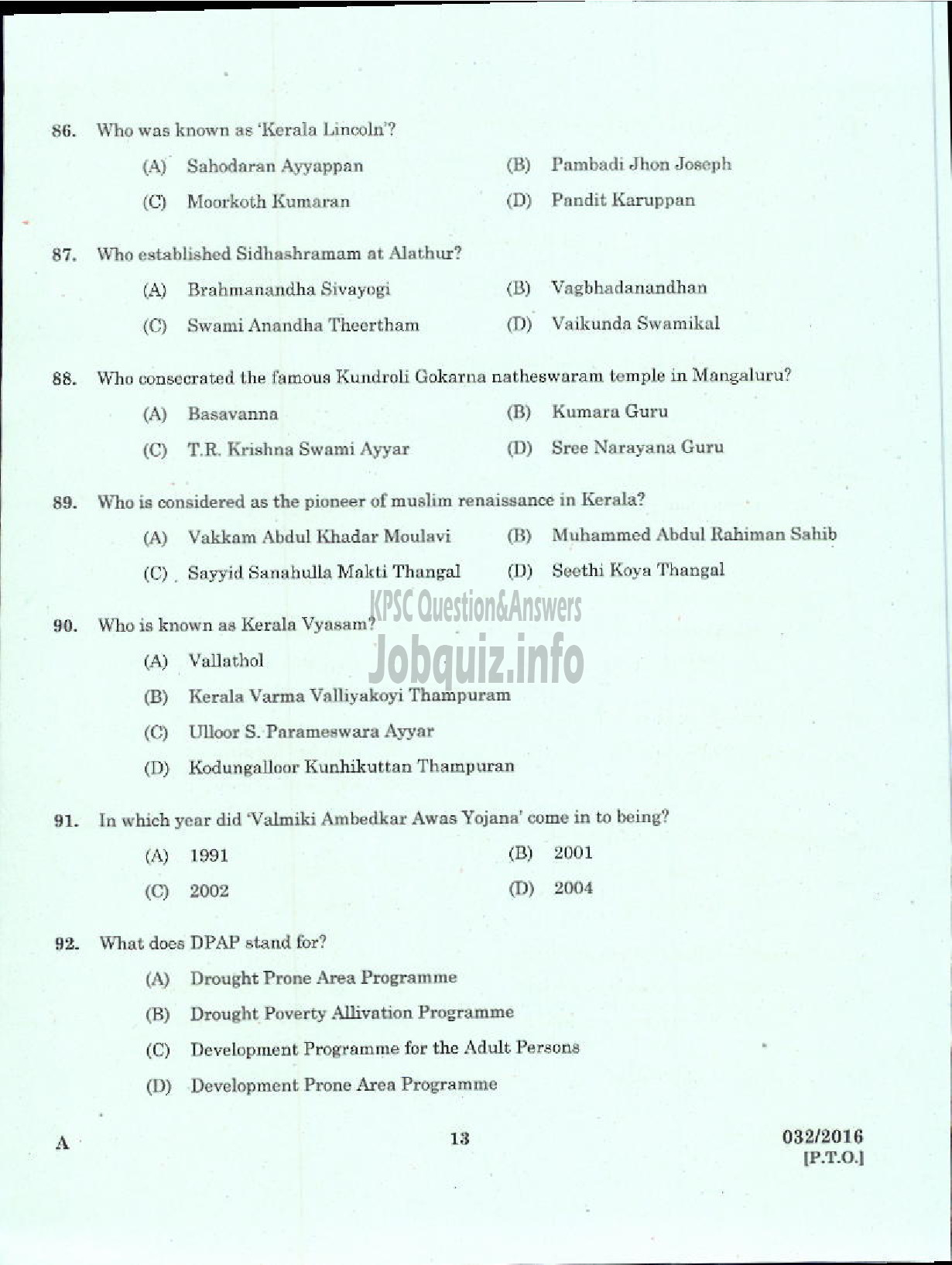 Kerala PSC Question Paper - TRADESMAN INSTRUMENT MECHANIC TECHNICAL EDUCATION-11