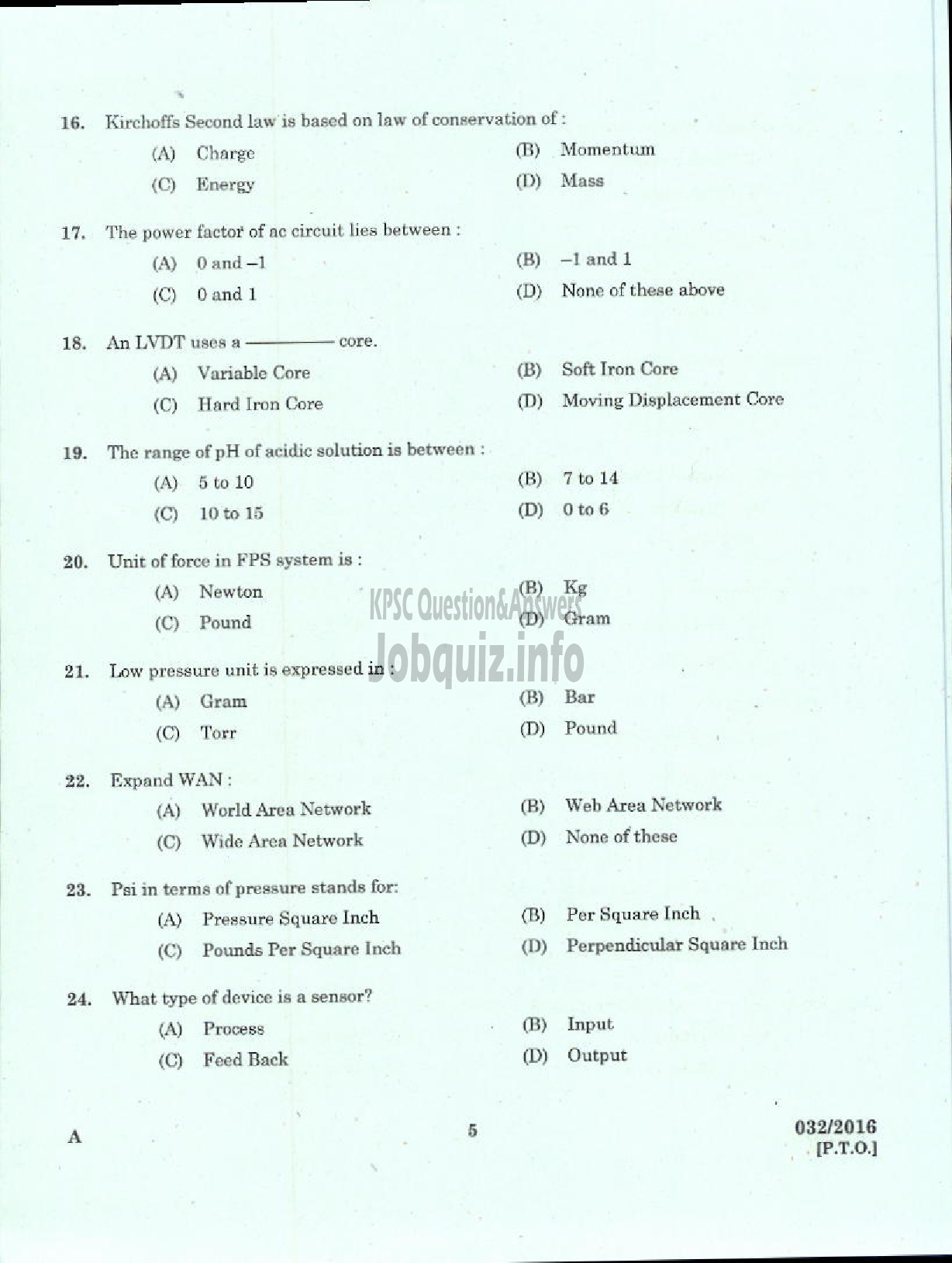 Kerala PSC Question Paper - TRADESMAN INSTRUMENT MECHANIC TECHNICAL EDUCATION-3