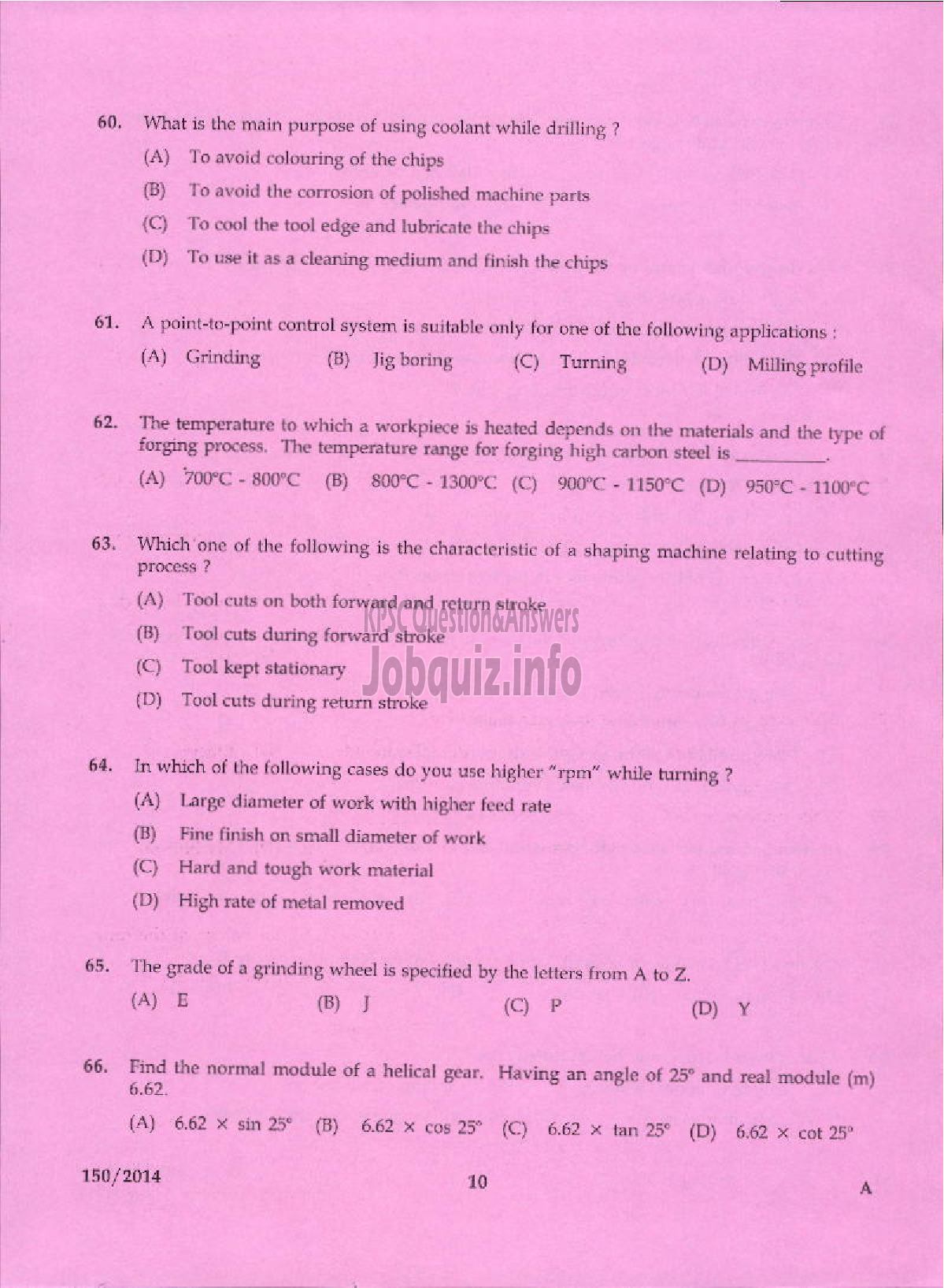 Kerala PSC Question Paper - TRADESMAN MACHINIST TECHNICAL EDUCATION KTM AND TSR-8