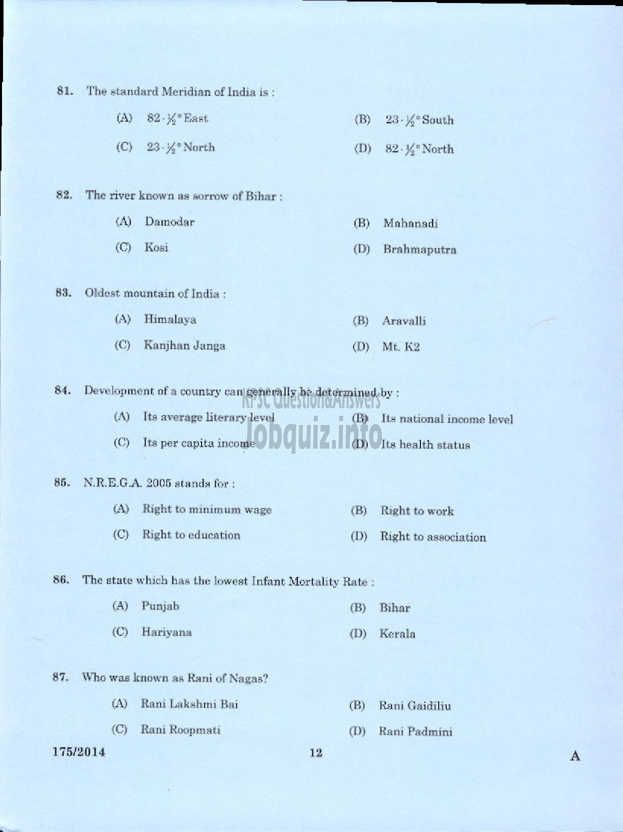 Kerala PSC Question Paper - TRADESMAN PLUMBING/HYDRAULICS TECHNICAL EDUCATION KTM/EKM/TSR/KNR-10