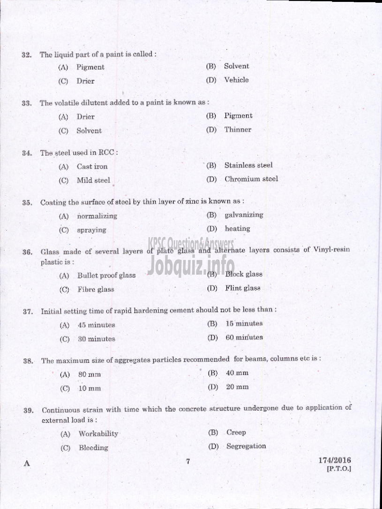 Kerala PSC Question Paper - TRADESMAN SM LAB TECHNICAL EDUCATION-5