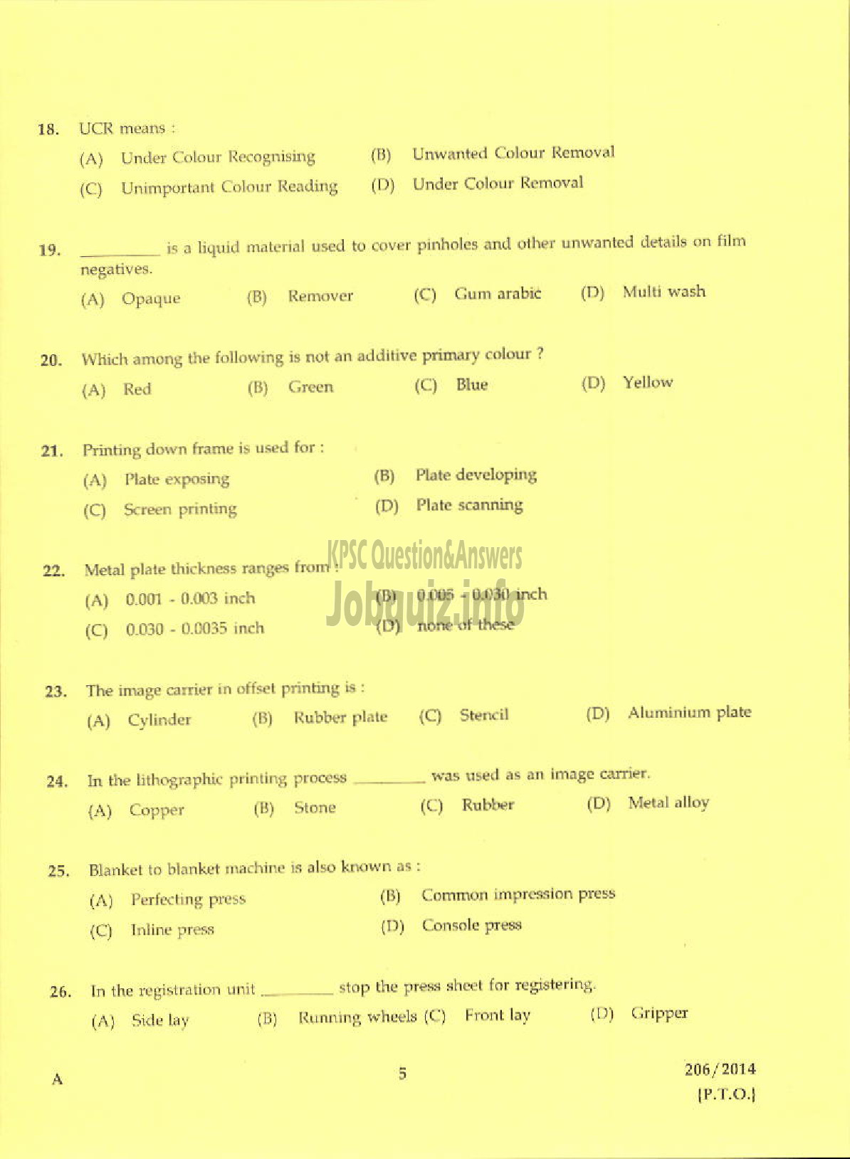 Kerala PSC Question Paper - TRADE INSTRUCTOR GRADE II PRINTING TECHNOLOGY KERALA TECHNICAL EDUCATION-3