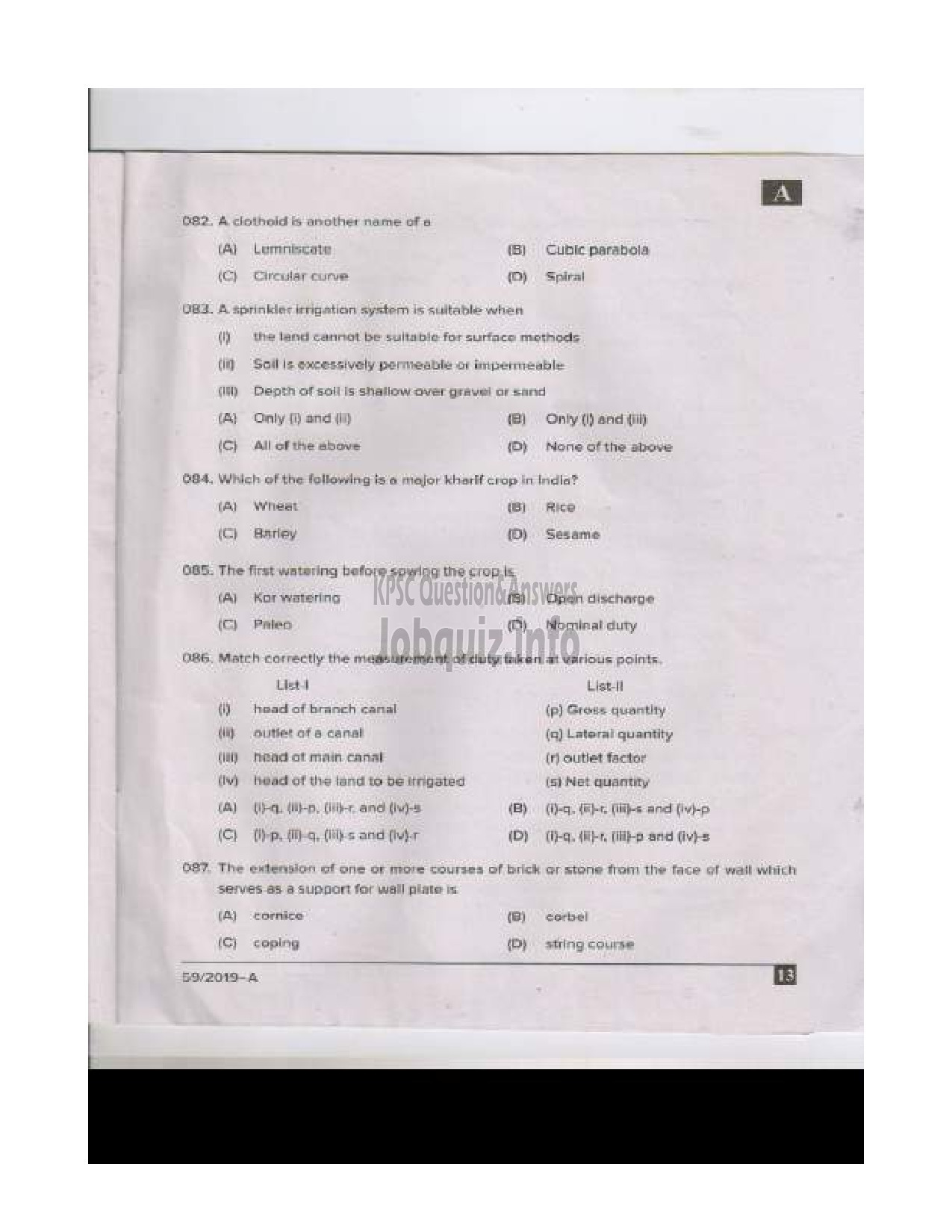 Kerala PSC Question Paper - TRAINING INSTRUCTOR SURVEYOR IN SC DEVELOPMENT DEPARTMENT English -12