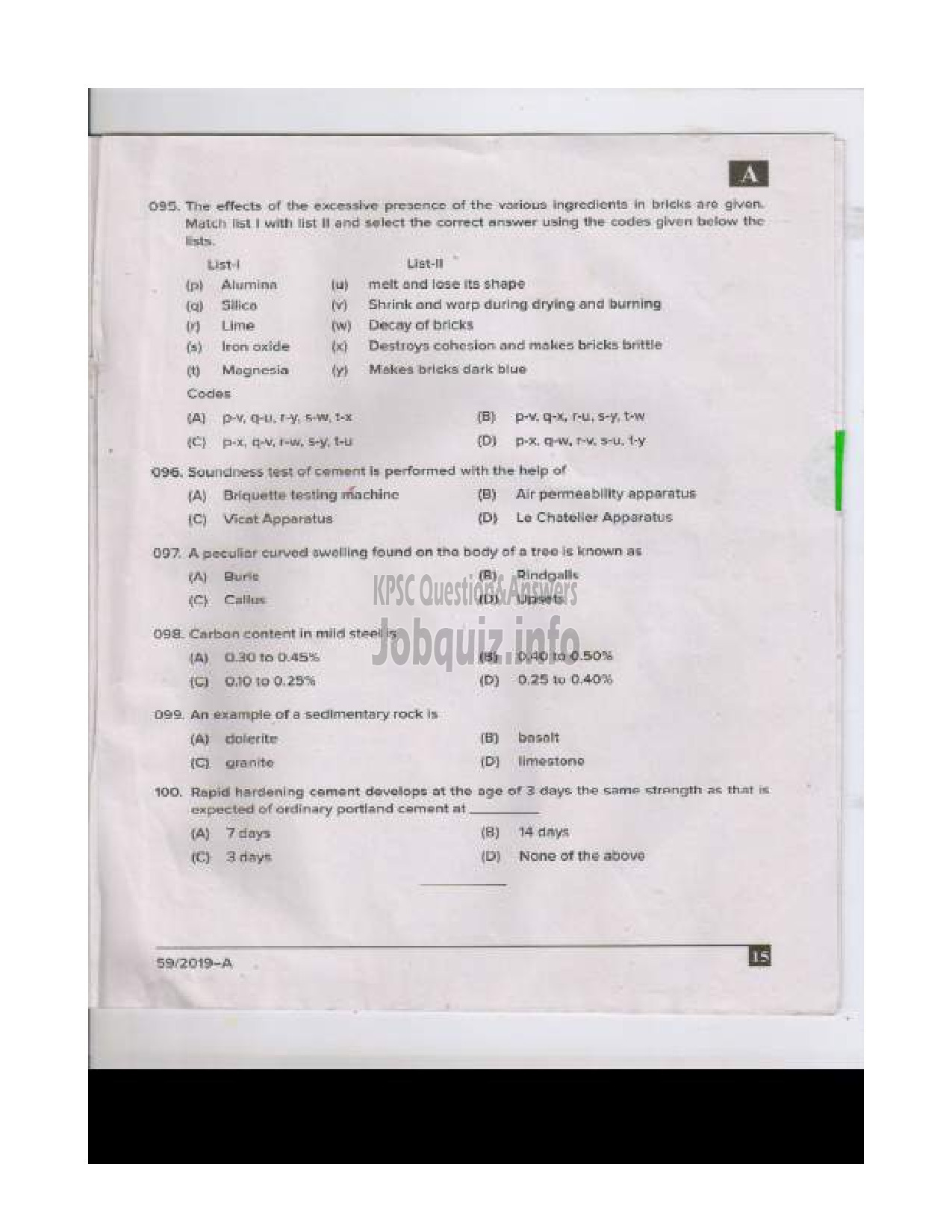 Kerala PSC Question Paper - TRAINING INSTRUCTOR SURVEYOR IN SC DEVELOPMENT DEPARTMENT English -14