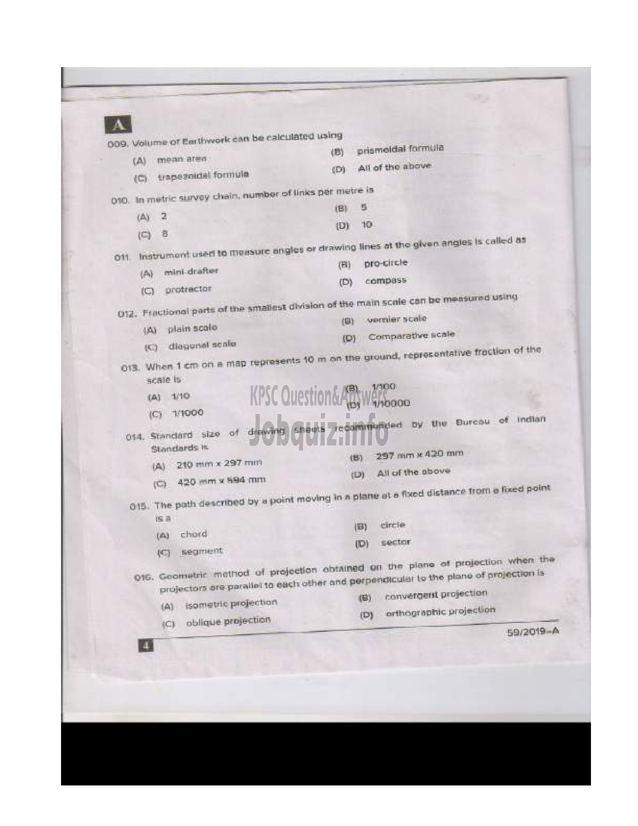 Kerala PSC Question Paper - TRAINING INSTRUCTOR SURVEYOR IN SC DEVELOPMENT DEPARTMENT English -3