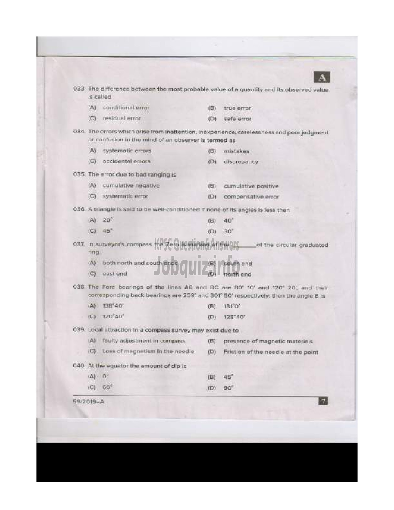 Kerala PSC Question Paper - TRAINING INSTRUCTOR SURVEYOR IN SC DEVELOPMENT DEPARTMENT English -6