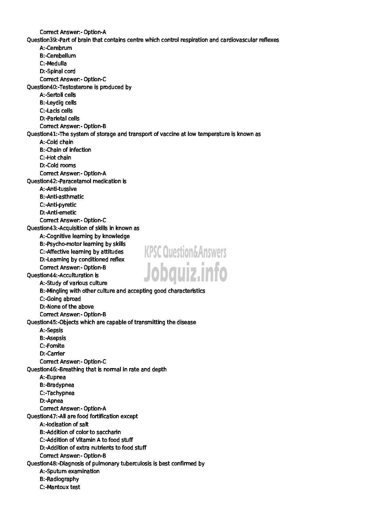 Kerala PSC Question Paper - TREATMENT ORGANISER GR II HEALTH SERVICE-5