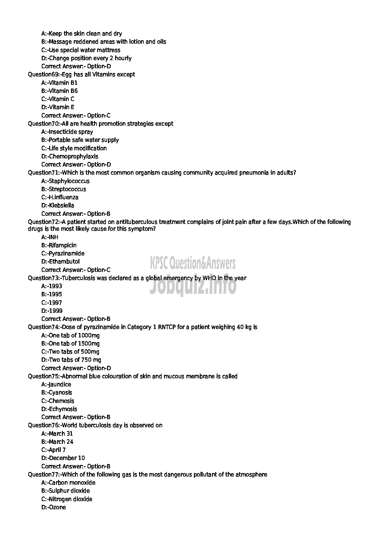 Kerala PSC Question Paper - TREATMENT ORGANISER GR II HEALTH SERVICE-8