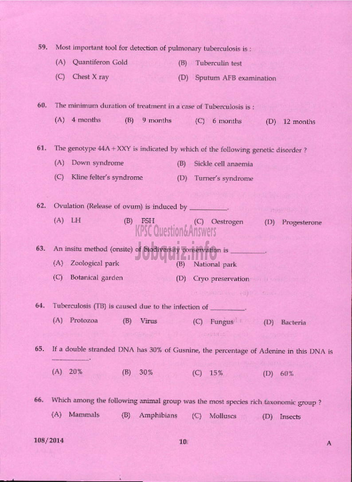 Kerala PSC Question Paper - TREATMENT ORGANIZER GRADE II HEALTH SERVICE IDUKKI-8