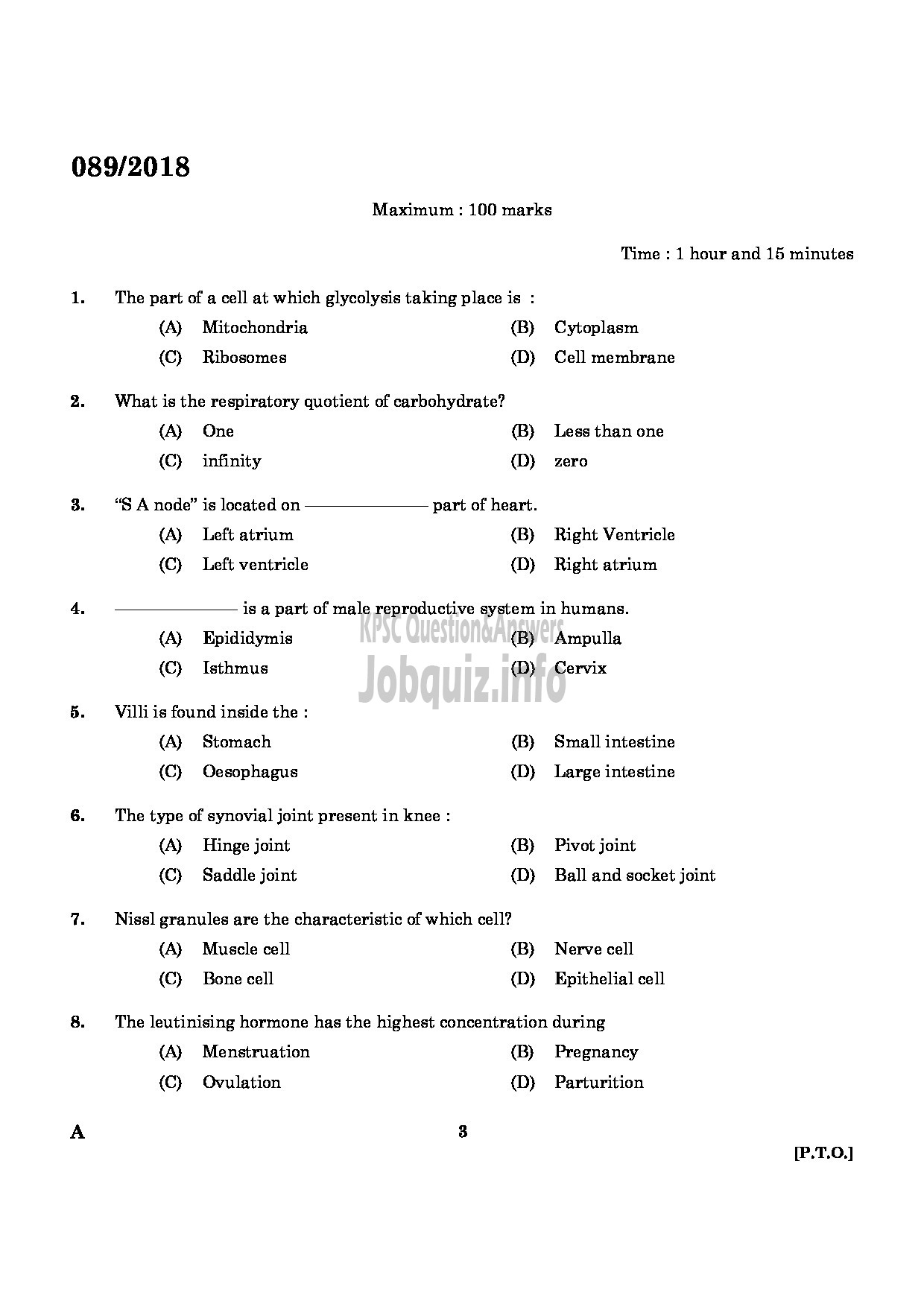 Kerala PSC Question Paper - TREATMENT ORGANIZER GR II HEALTH SERVICES KASARAGOD ENGLISH -1