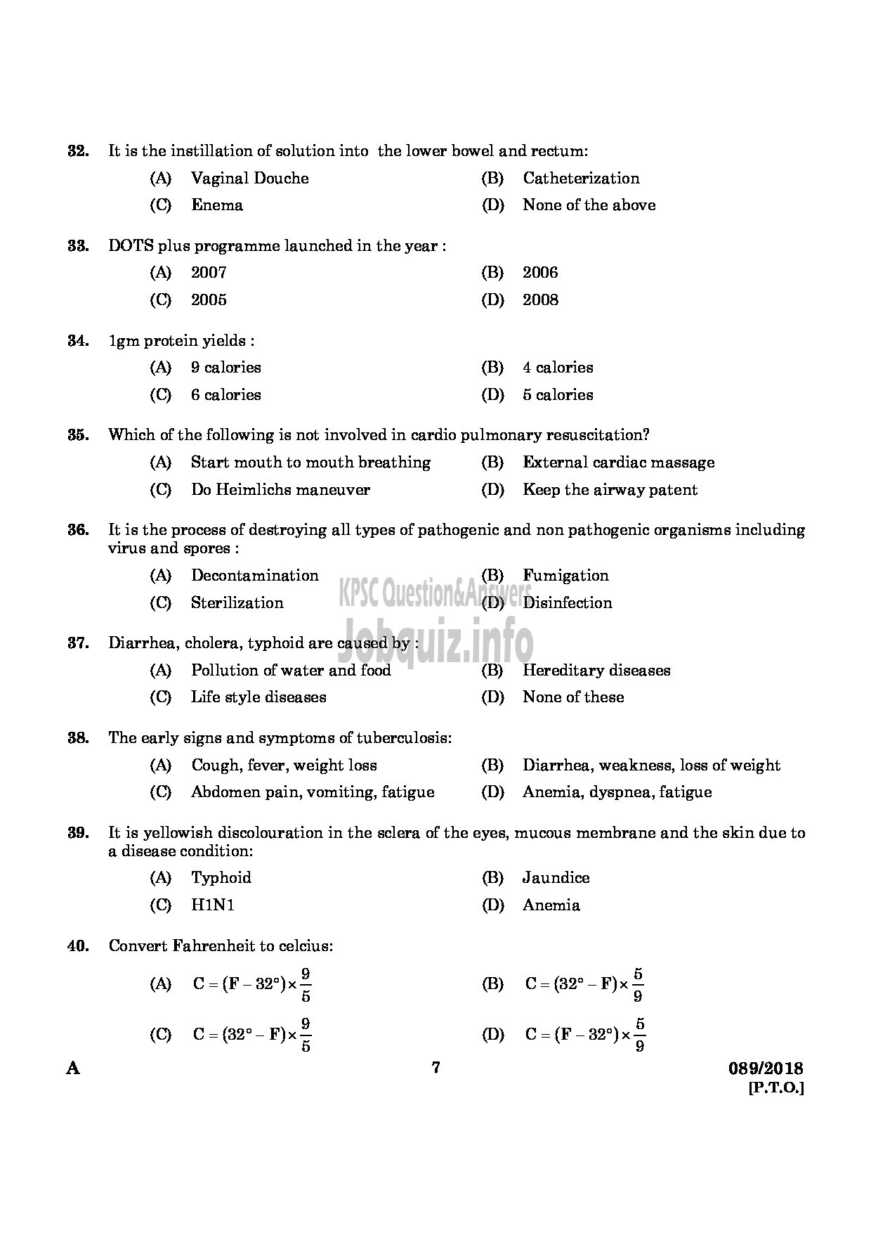 Kerala PSC Question Paper - TREATMENT ORGANIZER GR II HEALTH SERVICES KASARAGOD ENGLISH -5