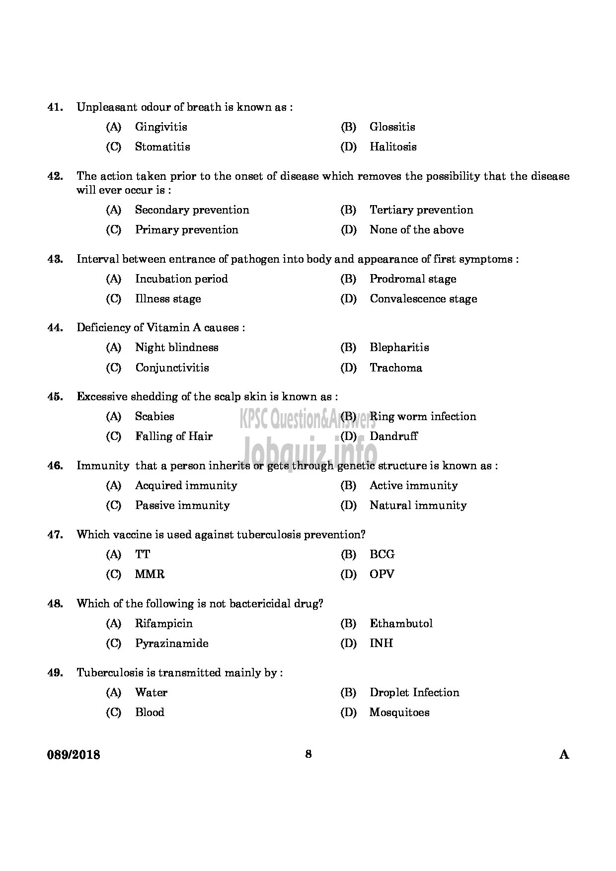 Kerala PSC Question Paper - TREATMENT ORGANIZER GR II HEALTH SERVICES KASARAGOD ENGLISH -6