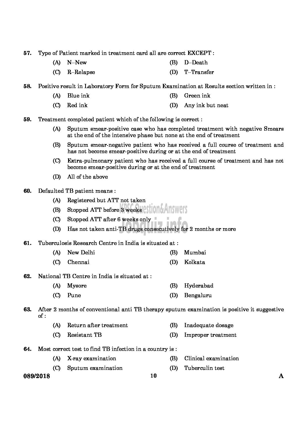 Kerala PSC Question Paper - TREATMENT ORGANIZER GR II HEALTH SERVICES KASARAGOD ENGLISH -8