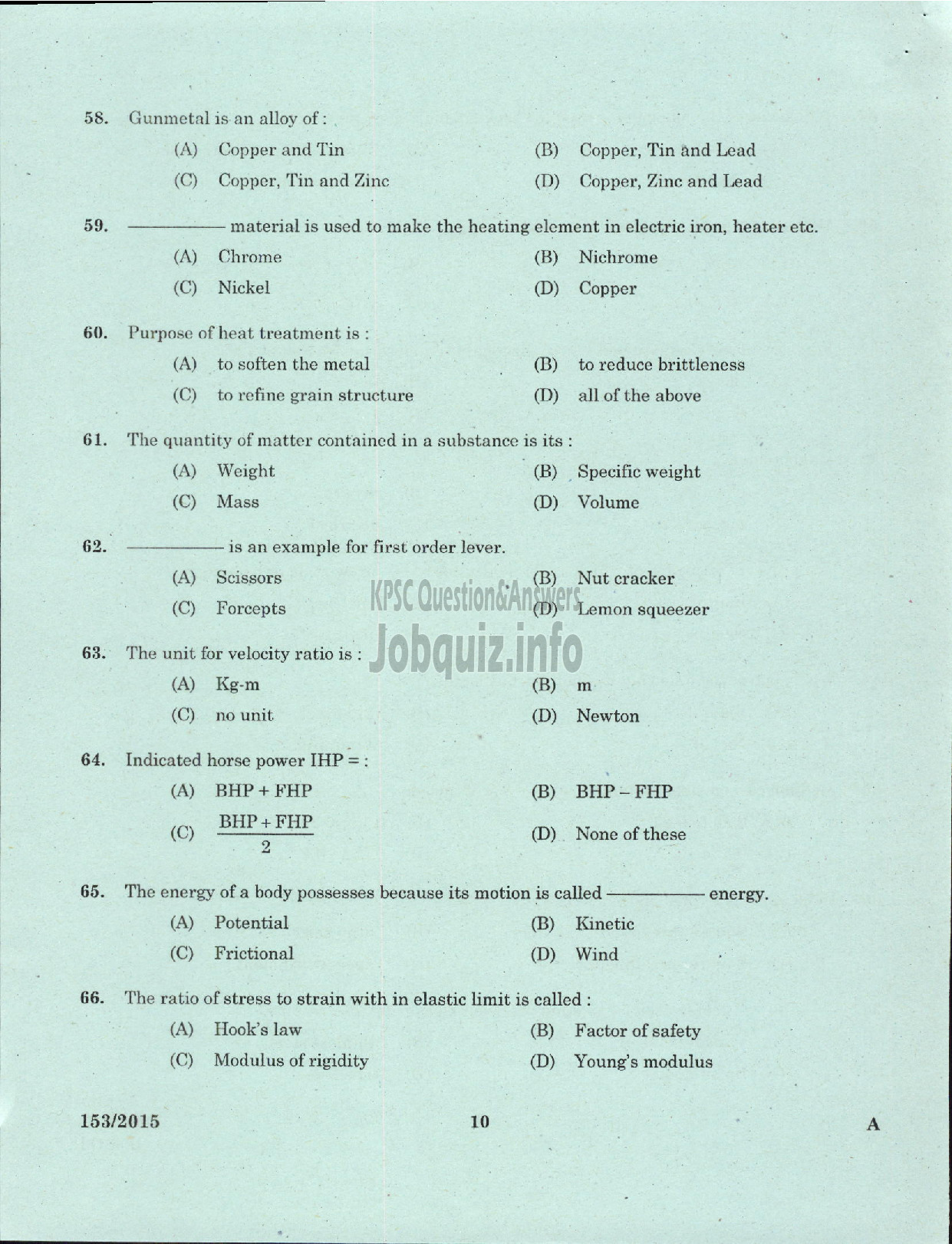 Kerala PSC Question Paper - TURNER STATE WATER TRANSPORT-8