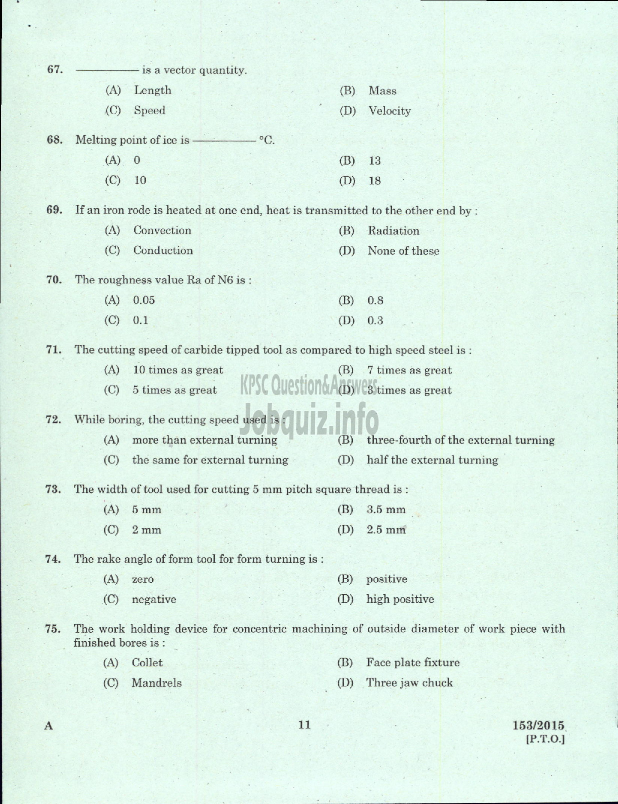 Kerala PSC Question Paper - TURNER STATE WATER TRANSPORT-9